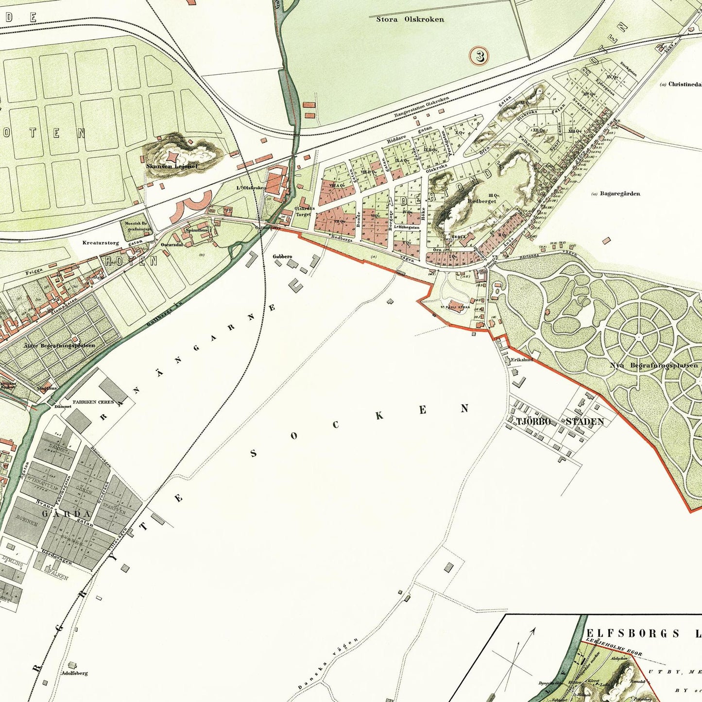 Historischer Stadtplan Göteborg um 1888