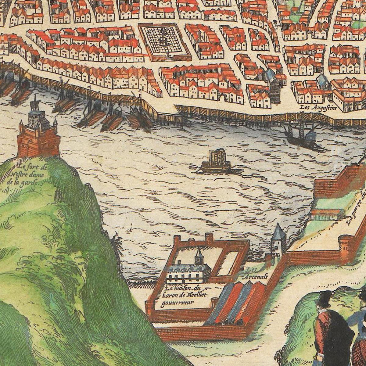 Historische Stadtansicht Marseille um 1609