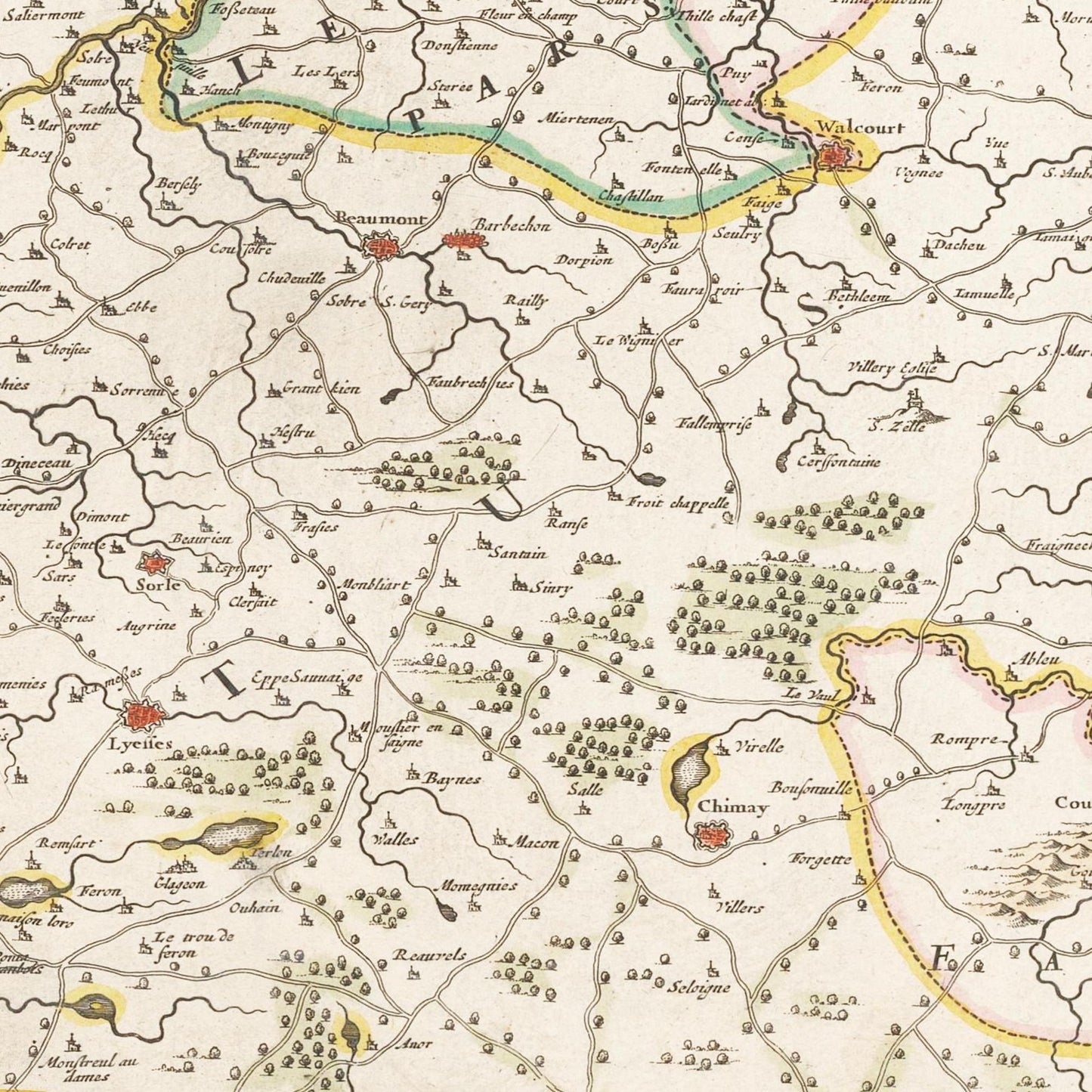 Historische Landkarte Hennegau um 1670