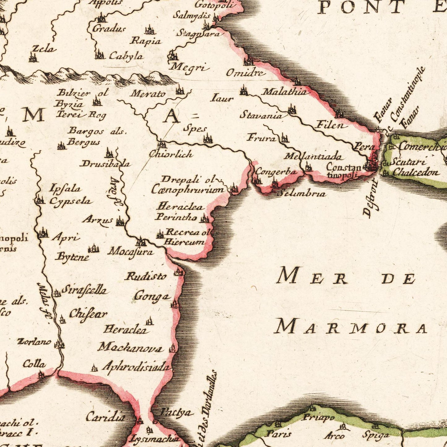 Historische Landkarte Bulgarien um 1665
