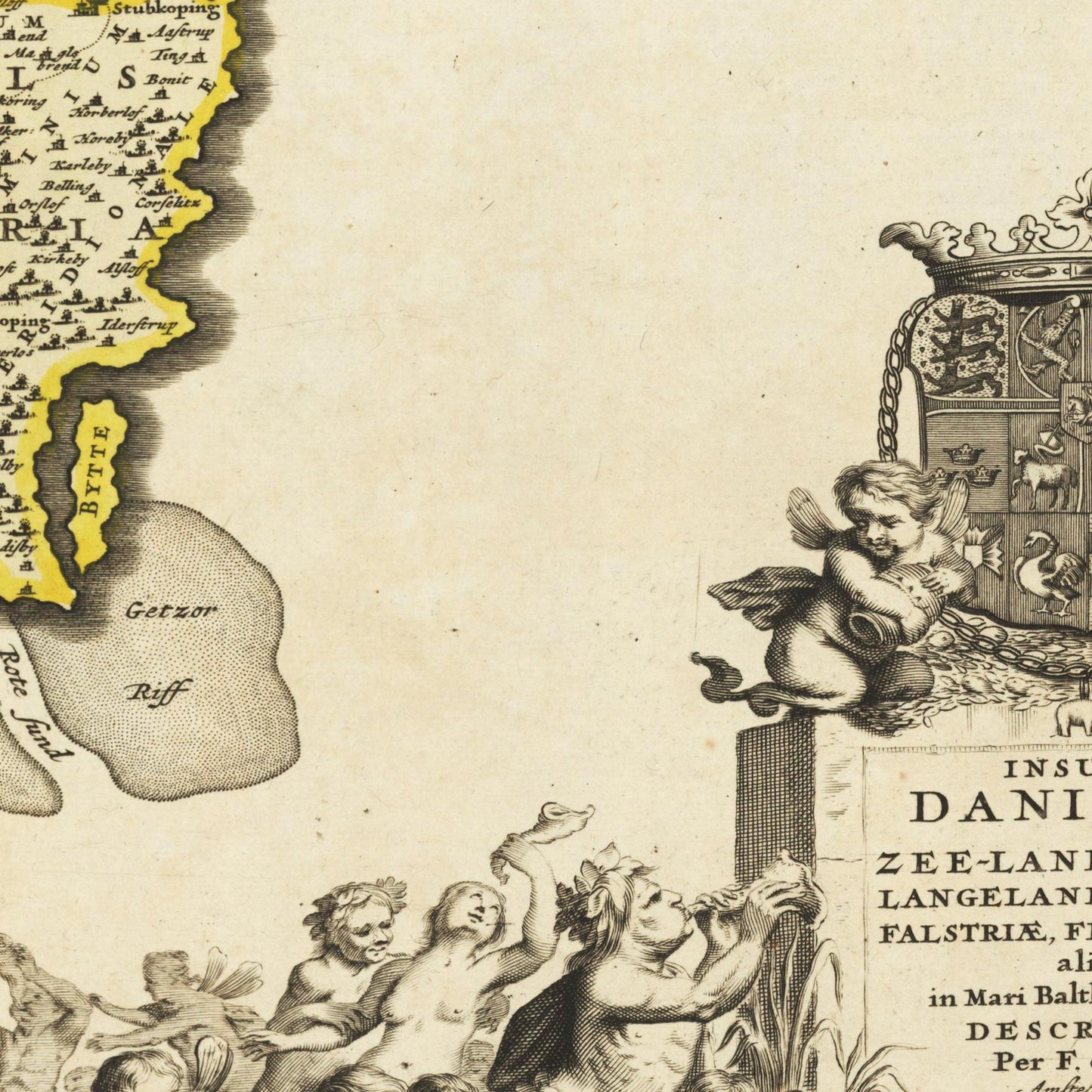 Historische Landkarte Dänische Inseln um 1688