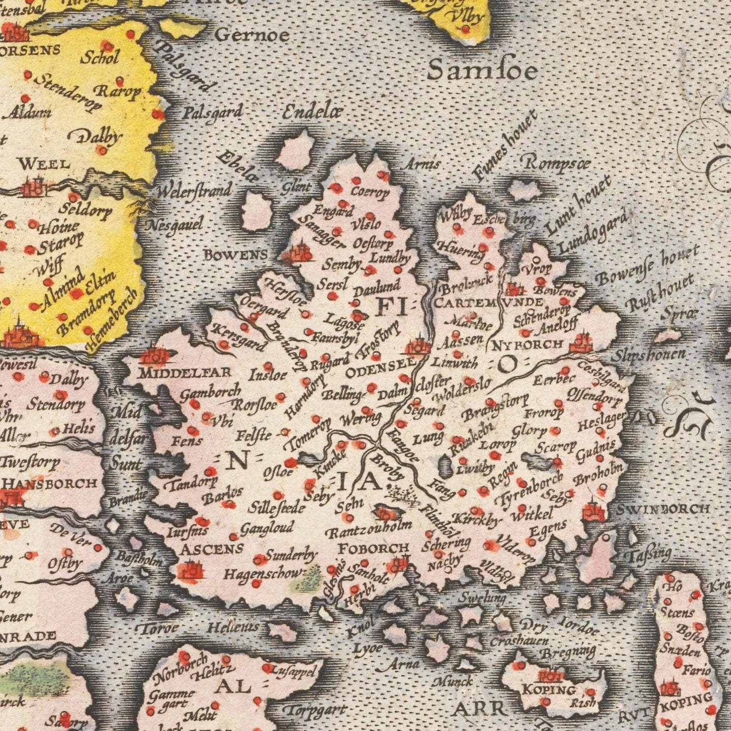 Historische Landkarte Jutland um 1609