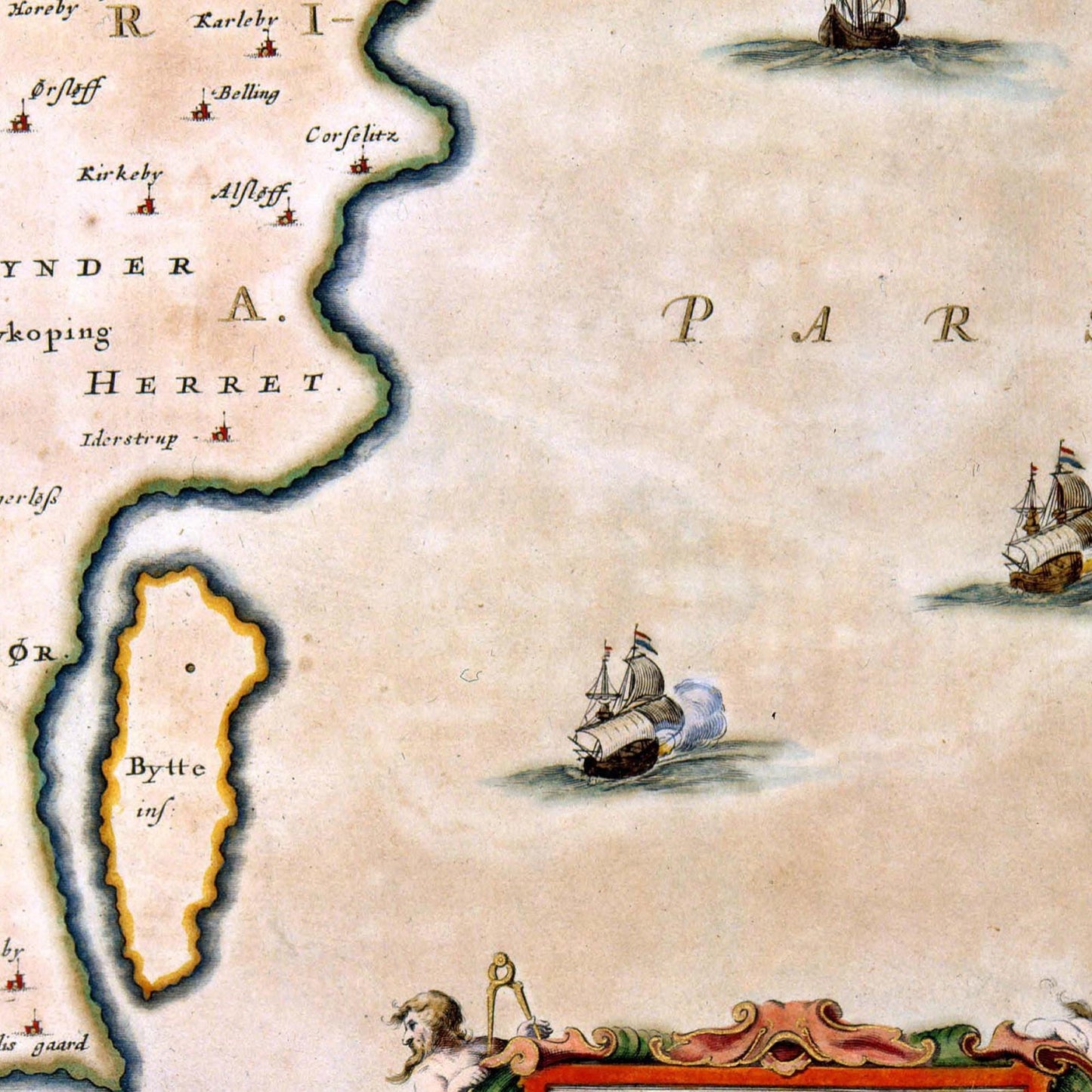 Historische Landkarte Lolland um 1690