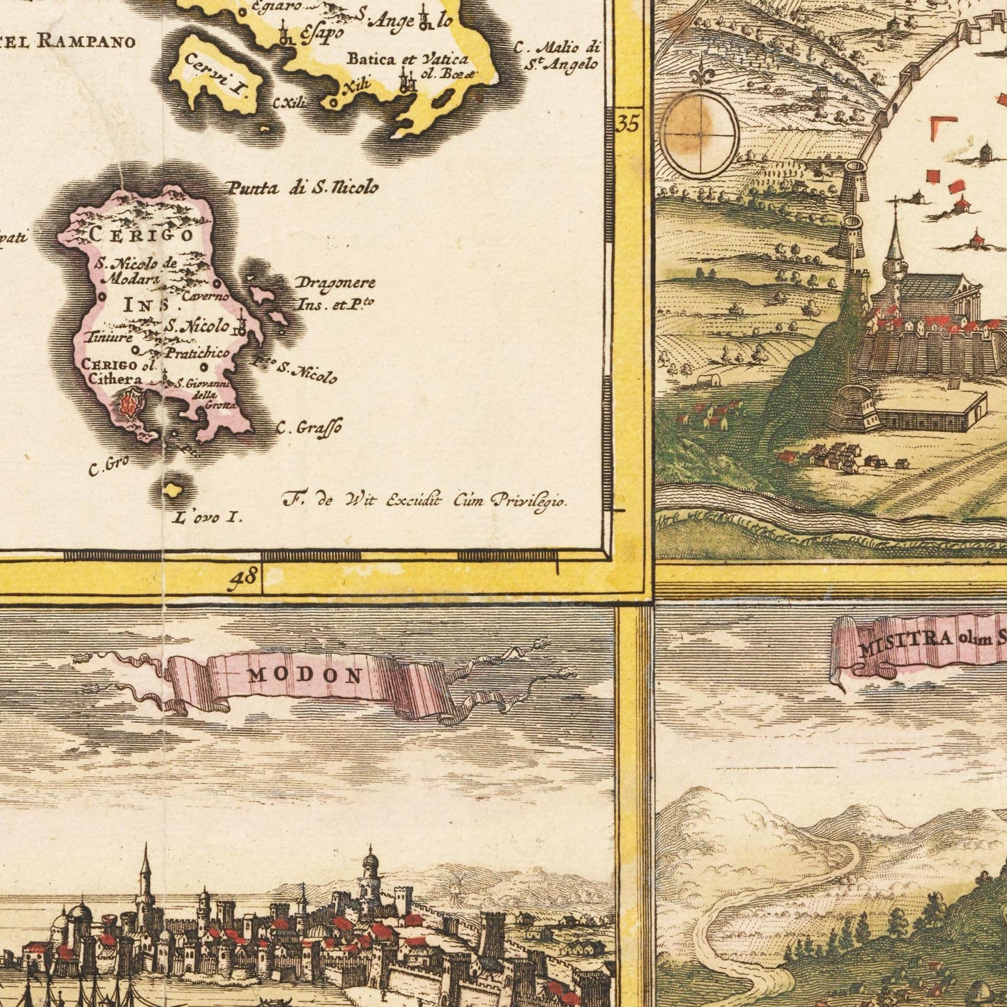 Historische Landkarte Peloponnes um 1698