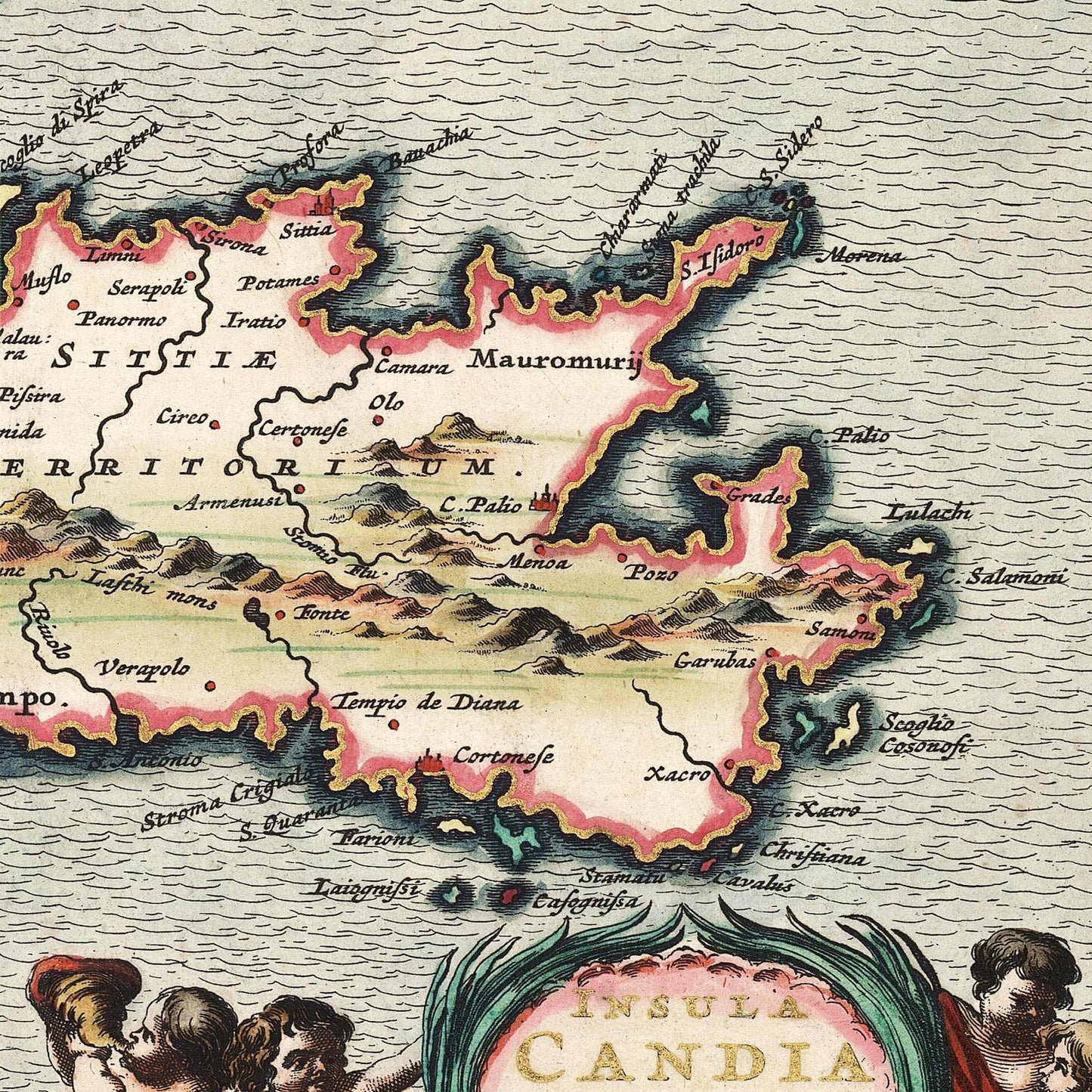 Historische Landkarte Kreta um 1668
