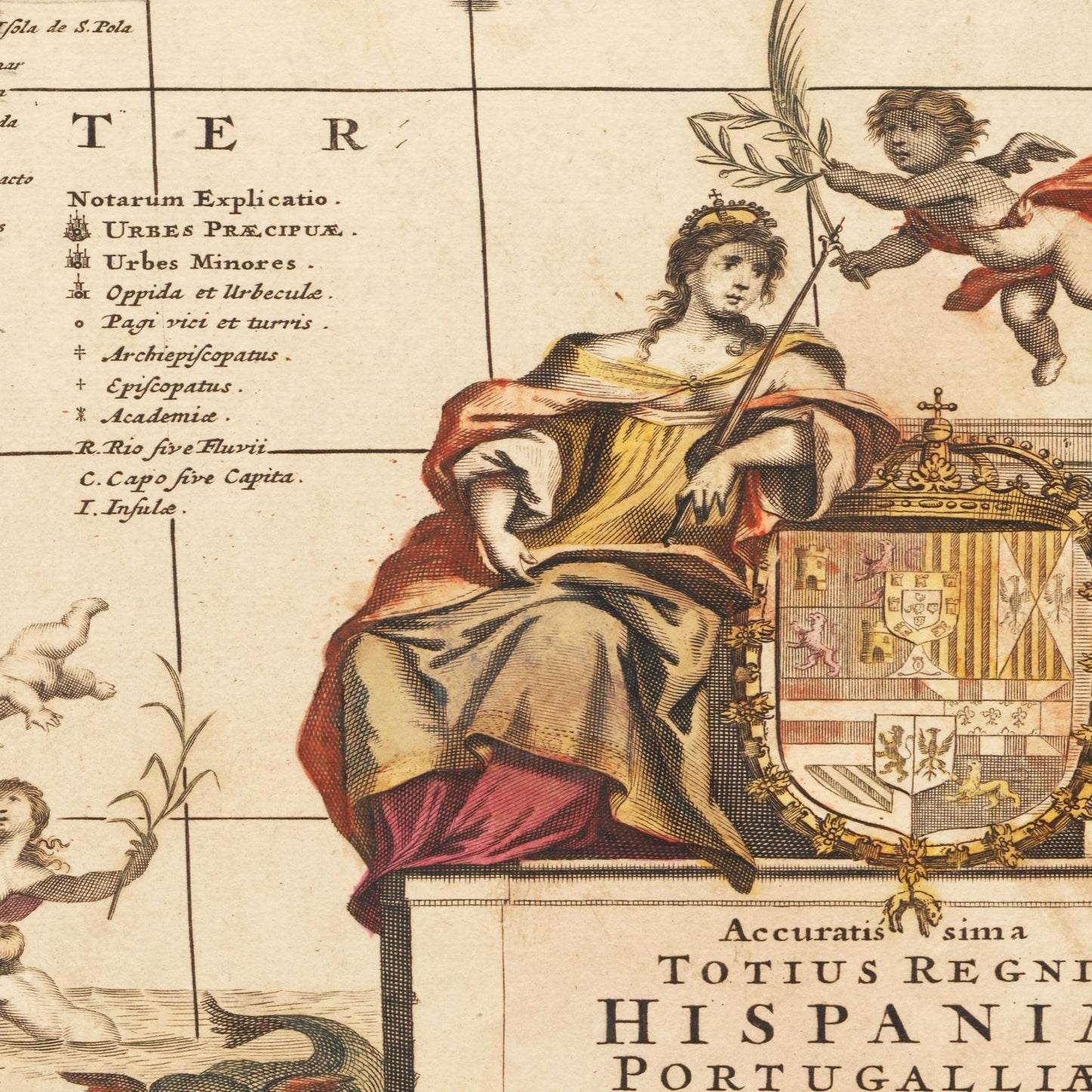 Historische Landkarte Spanien um 1698