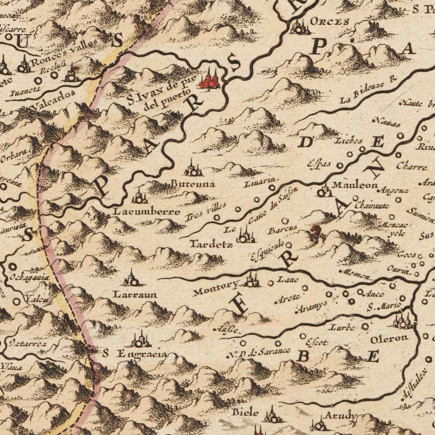 Historische Landkarte Navarra um 1698