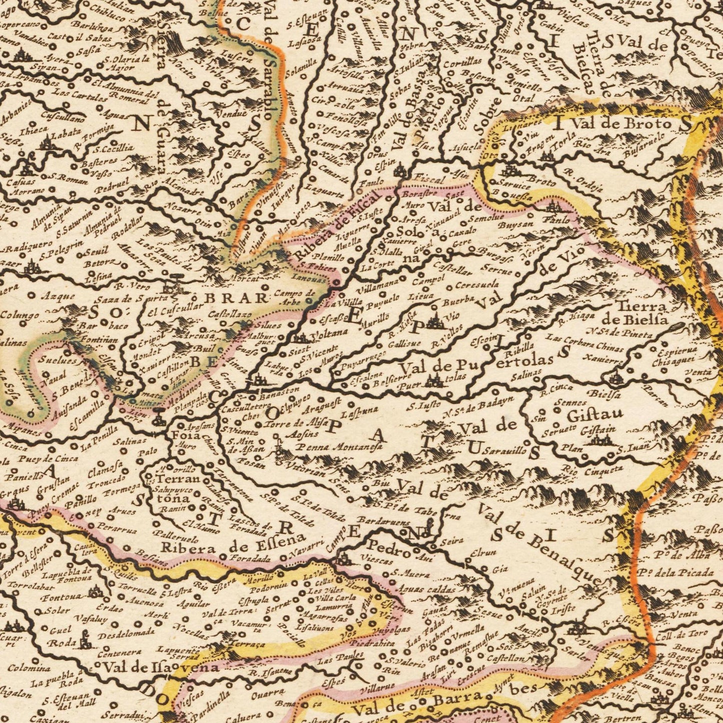 Historische Landkarte Aragonien um 1698