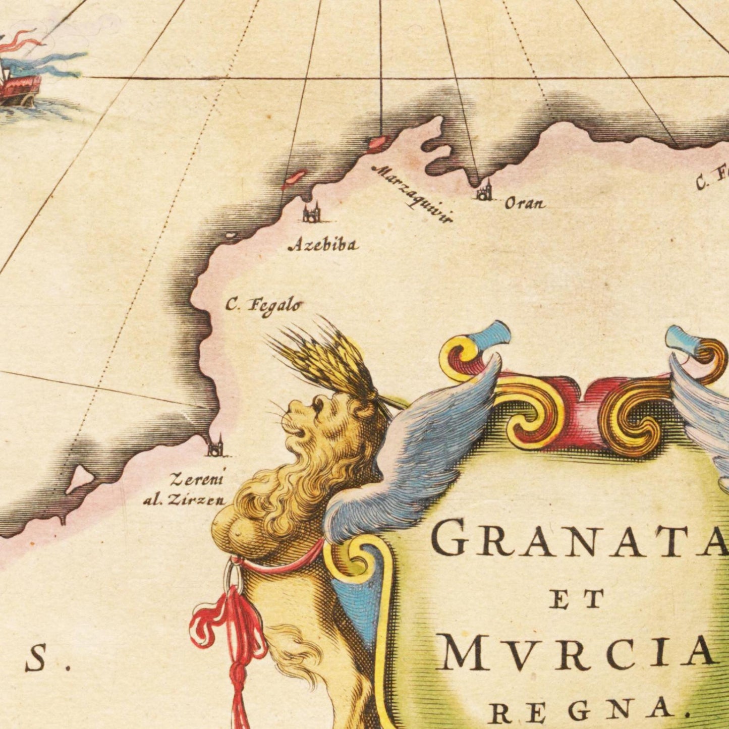 Historische Landkarte Murcia & Granada um 1635