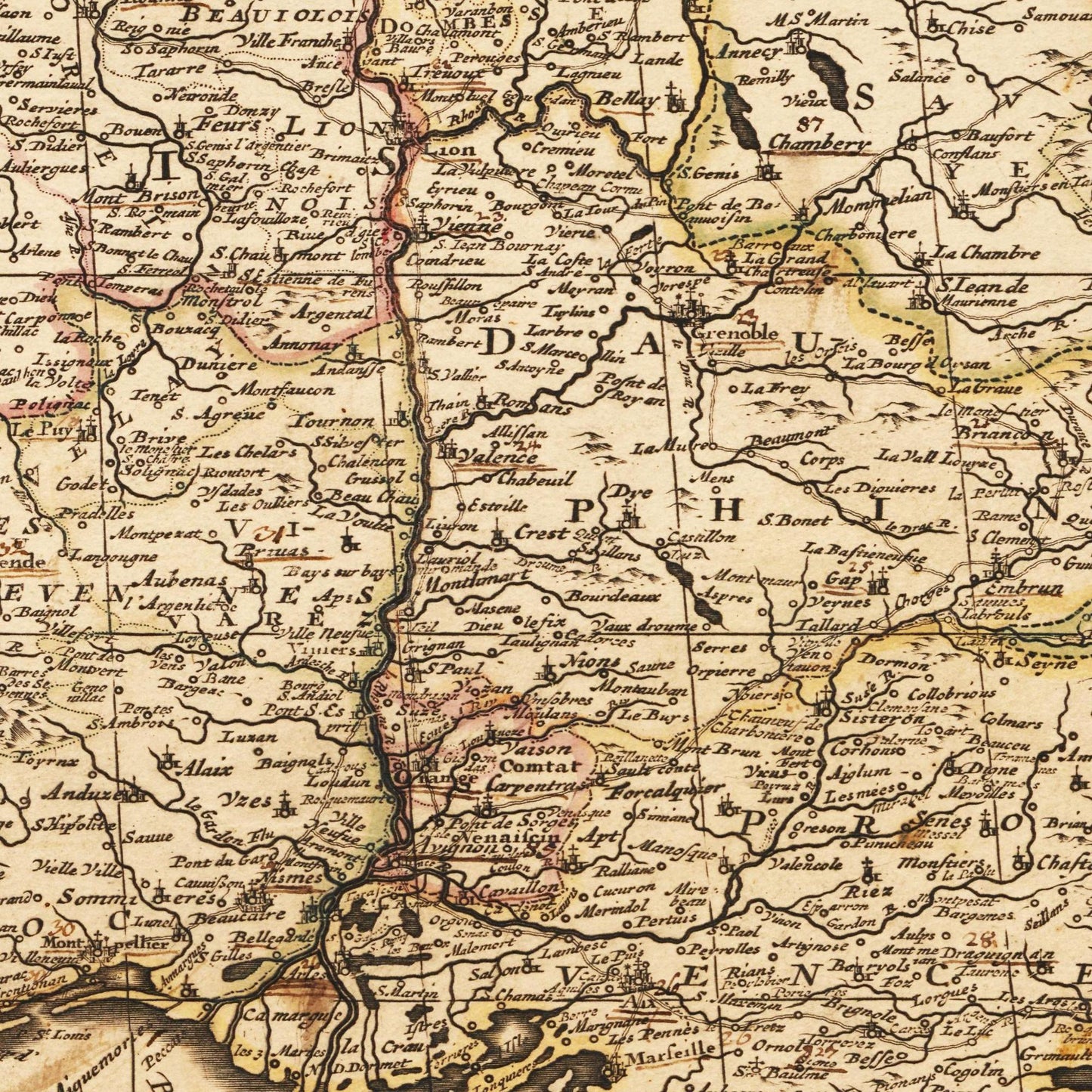 Historische Landkarte Frankreich um 1698