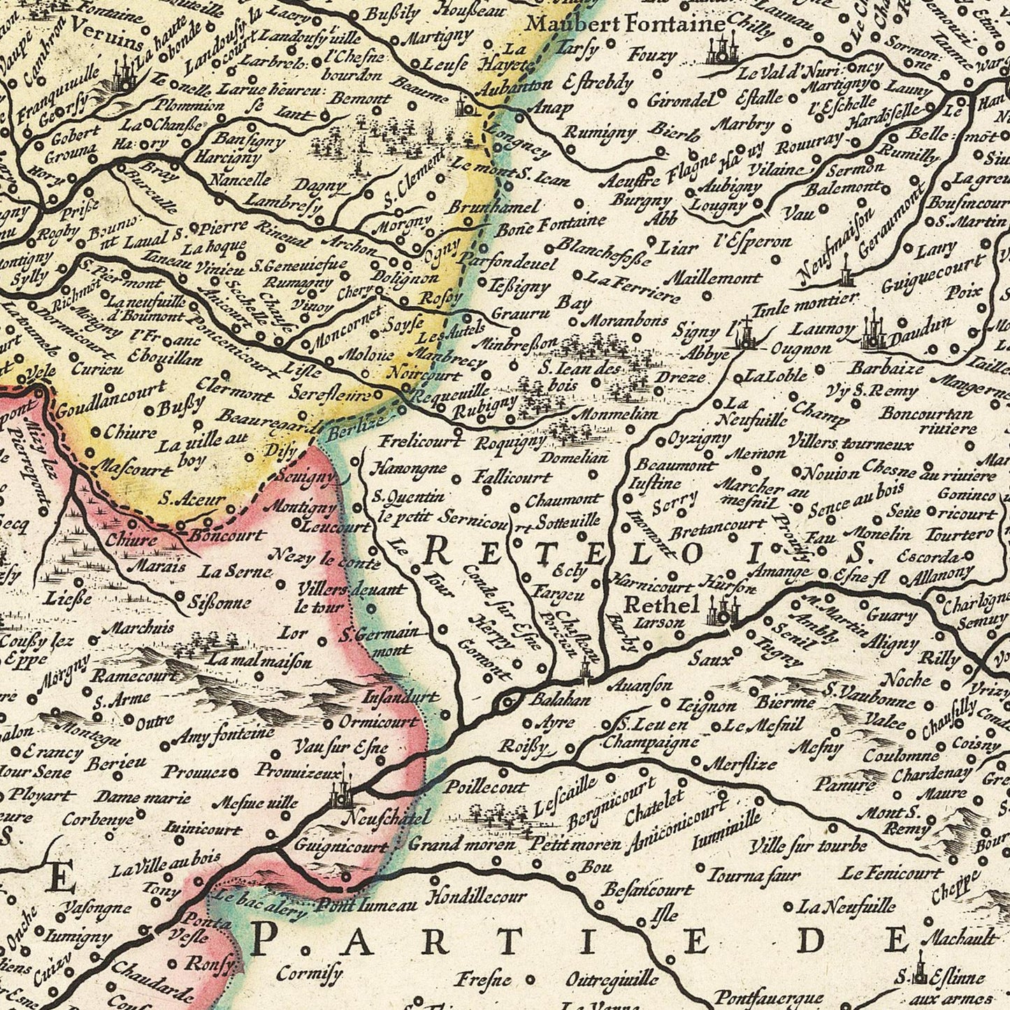 Historische Landkarte Picardie um 1650