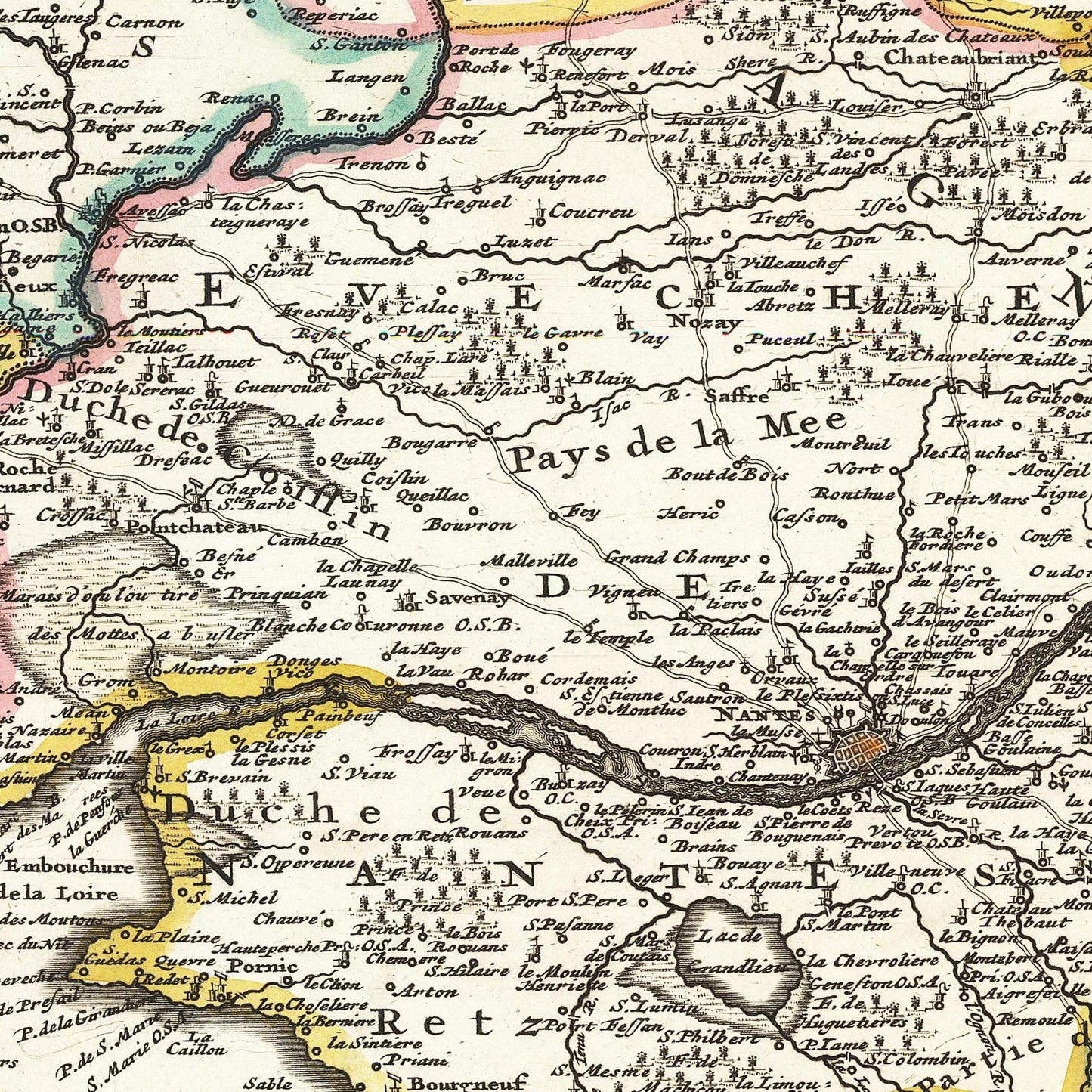 Historische Landkarte Bretagne um 1698