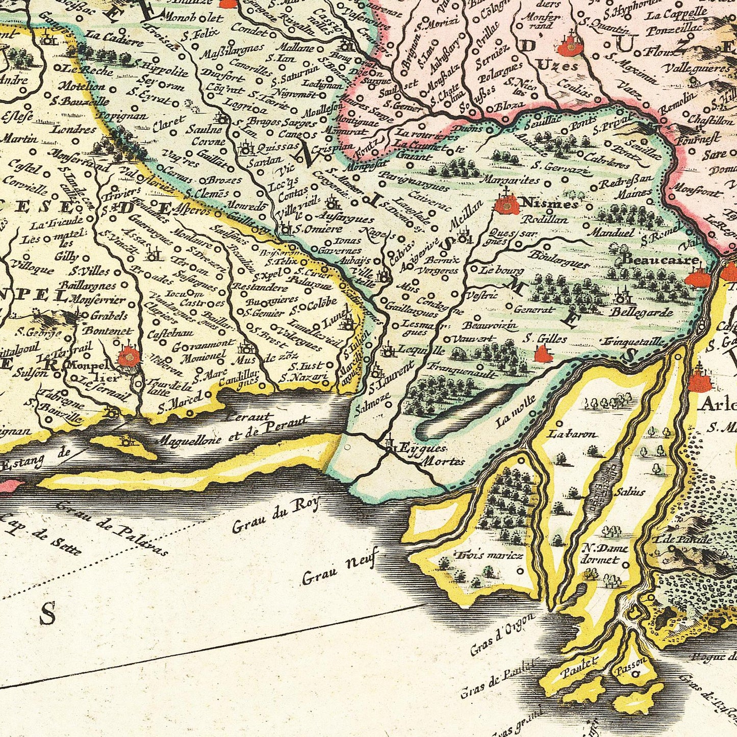 Historische Landkarte Languedoc um 1721