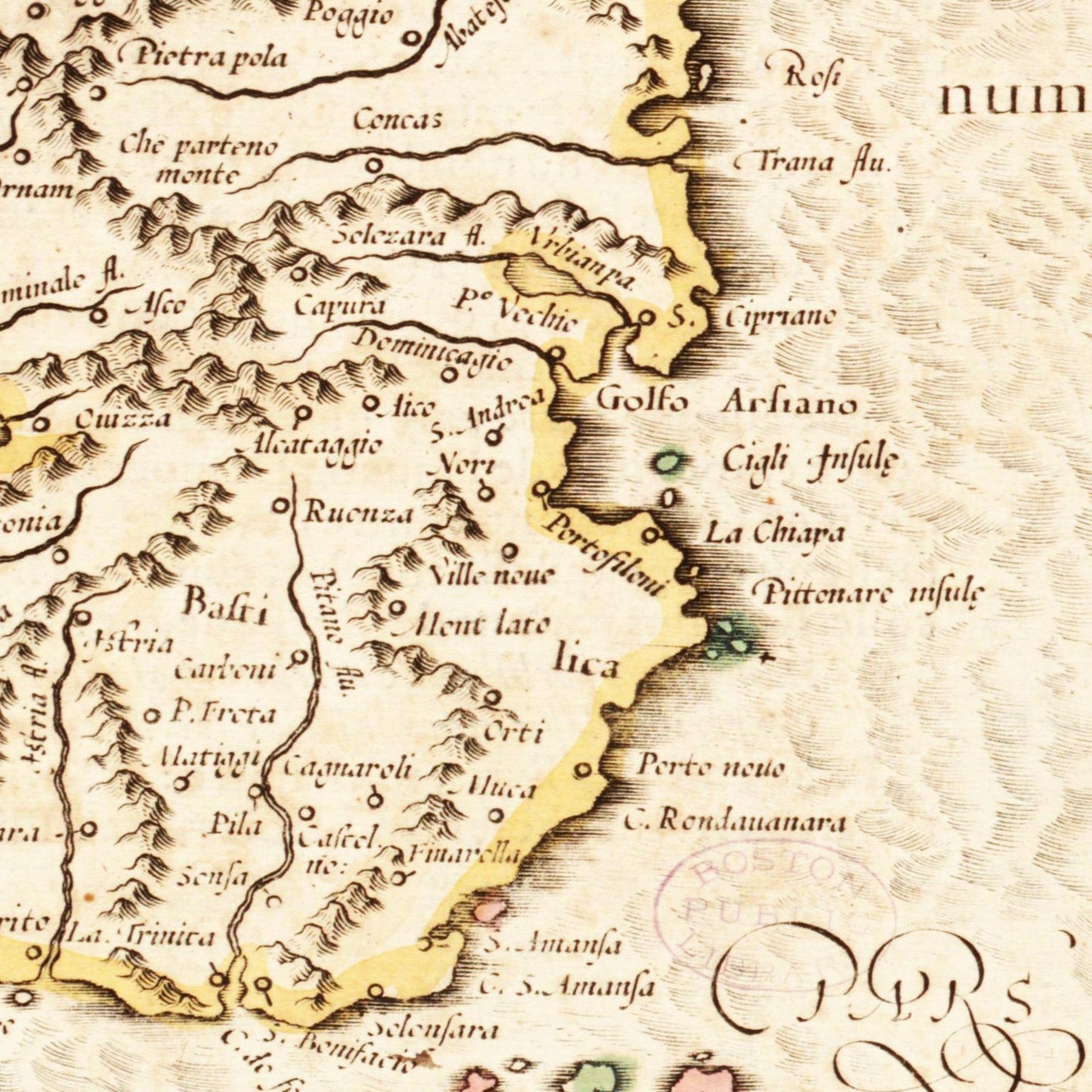 Historische Landkarte Korsika um 1650