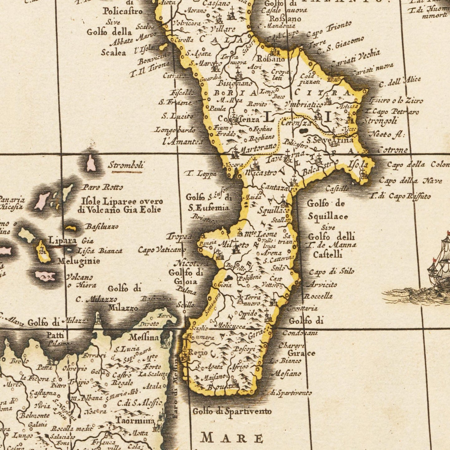 Historische Landkarte Italien um 1698
