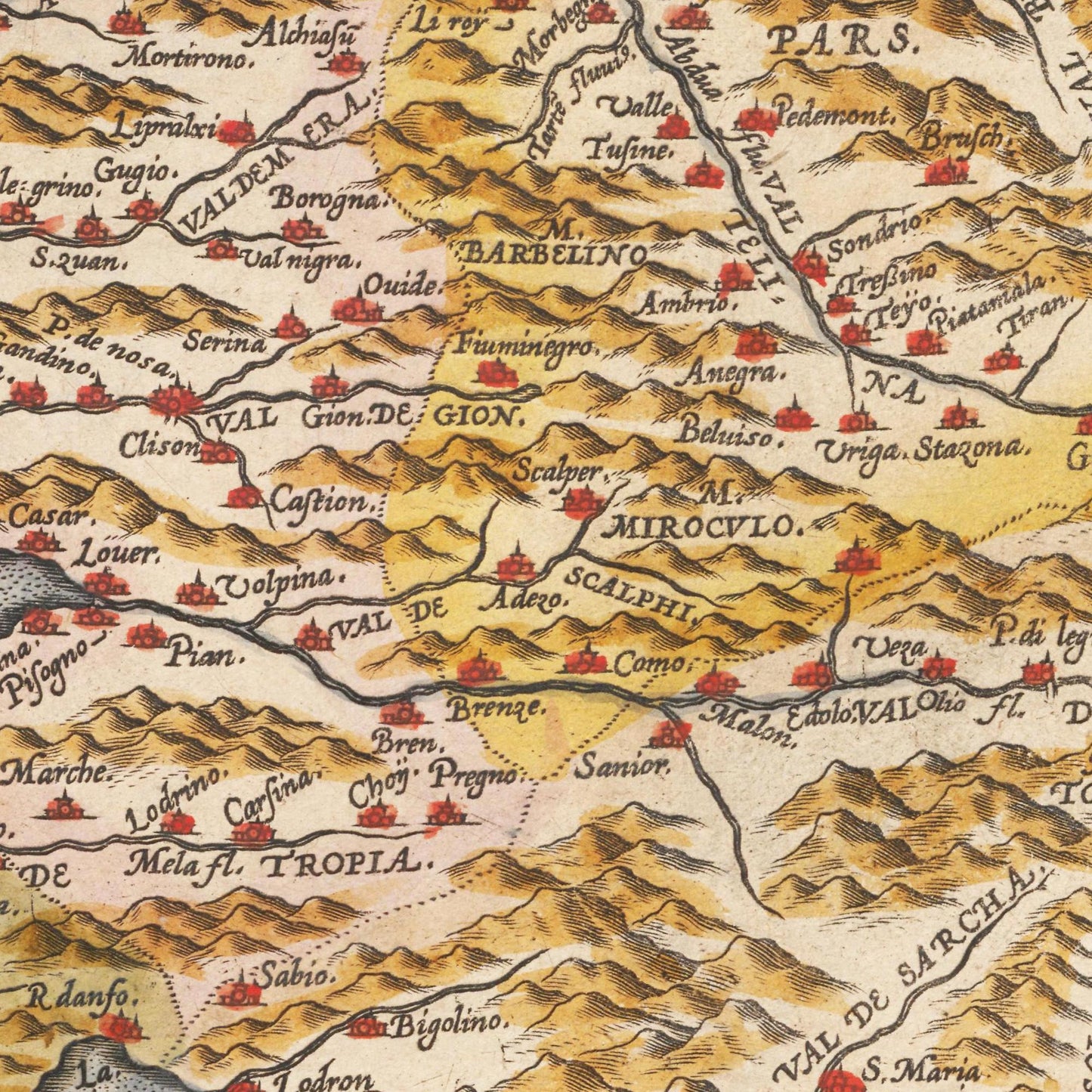 Historische Landkarte Lombardei um 1609