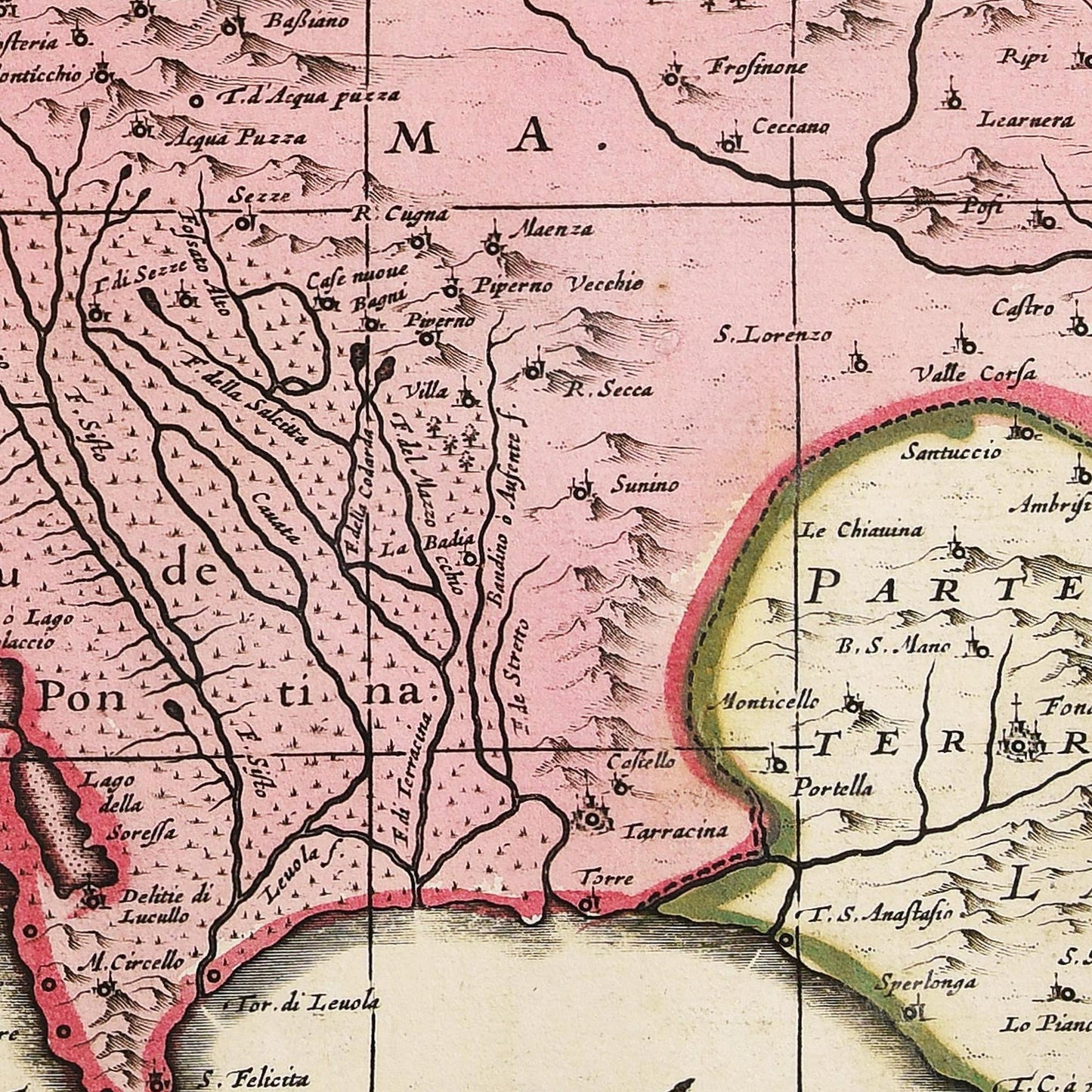 Historische Landkarte Latium um 1700