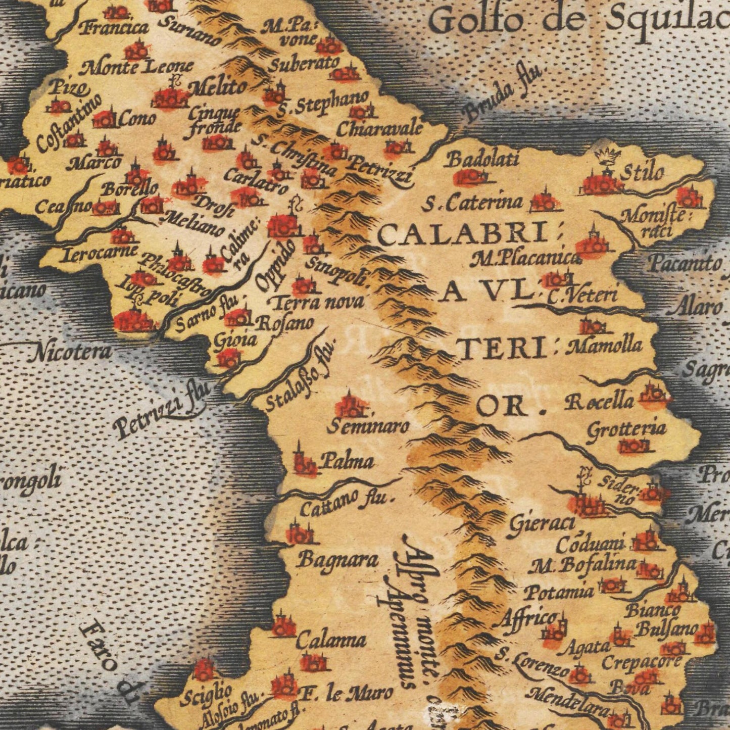 Historische Landkarte Kalabrien um 1609