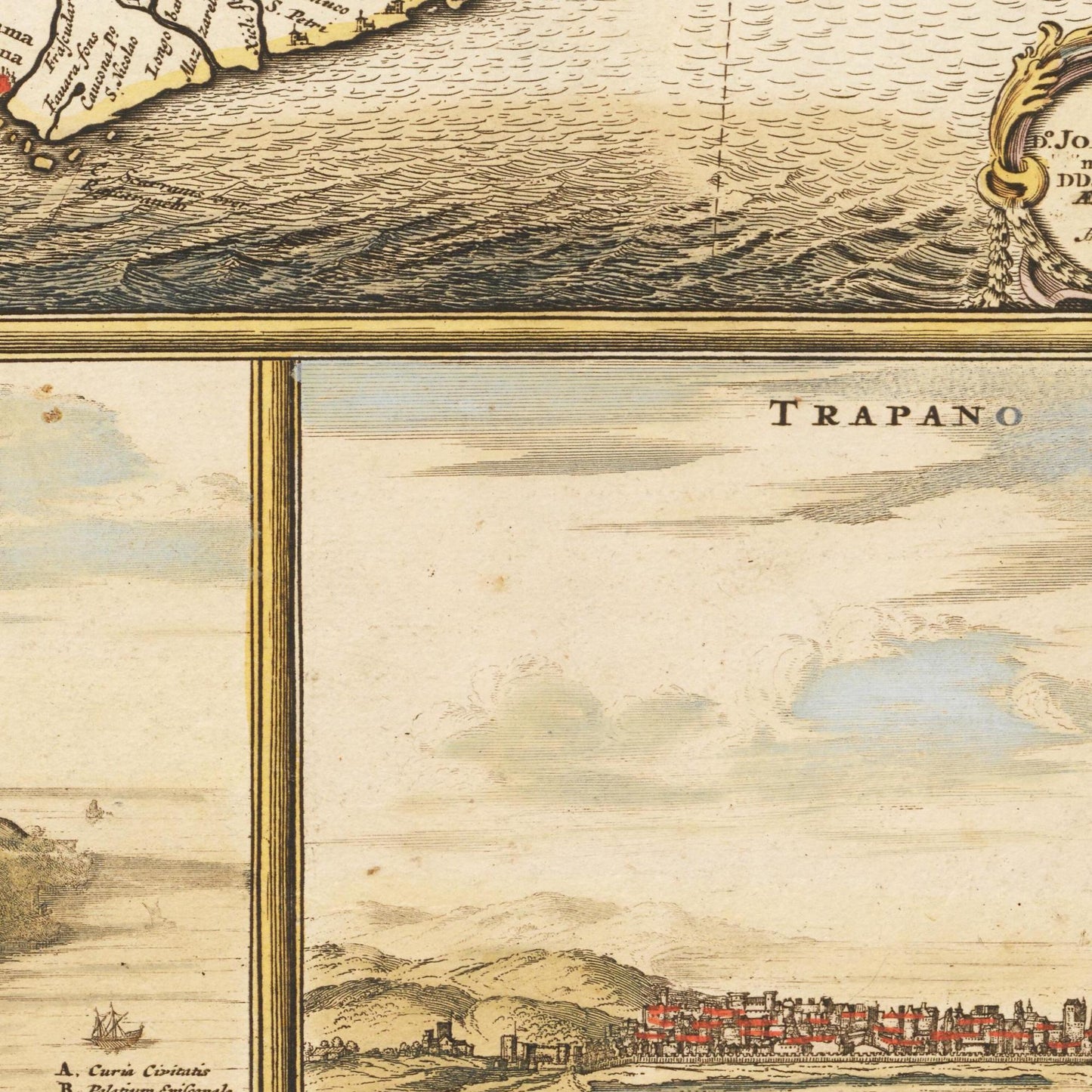 Historische Landkarte Sizilien um 1698