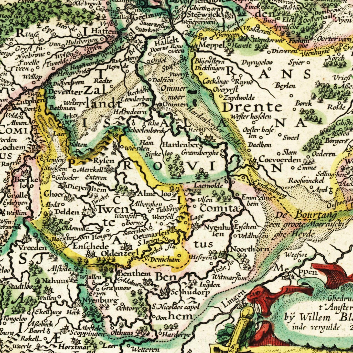 Historische Landkarte Niederlande um 1647