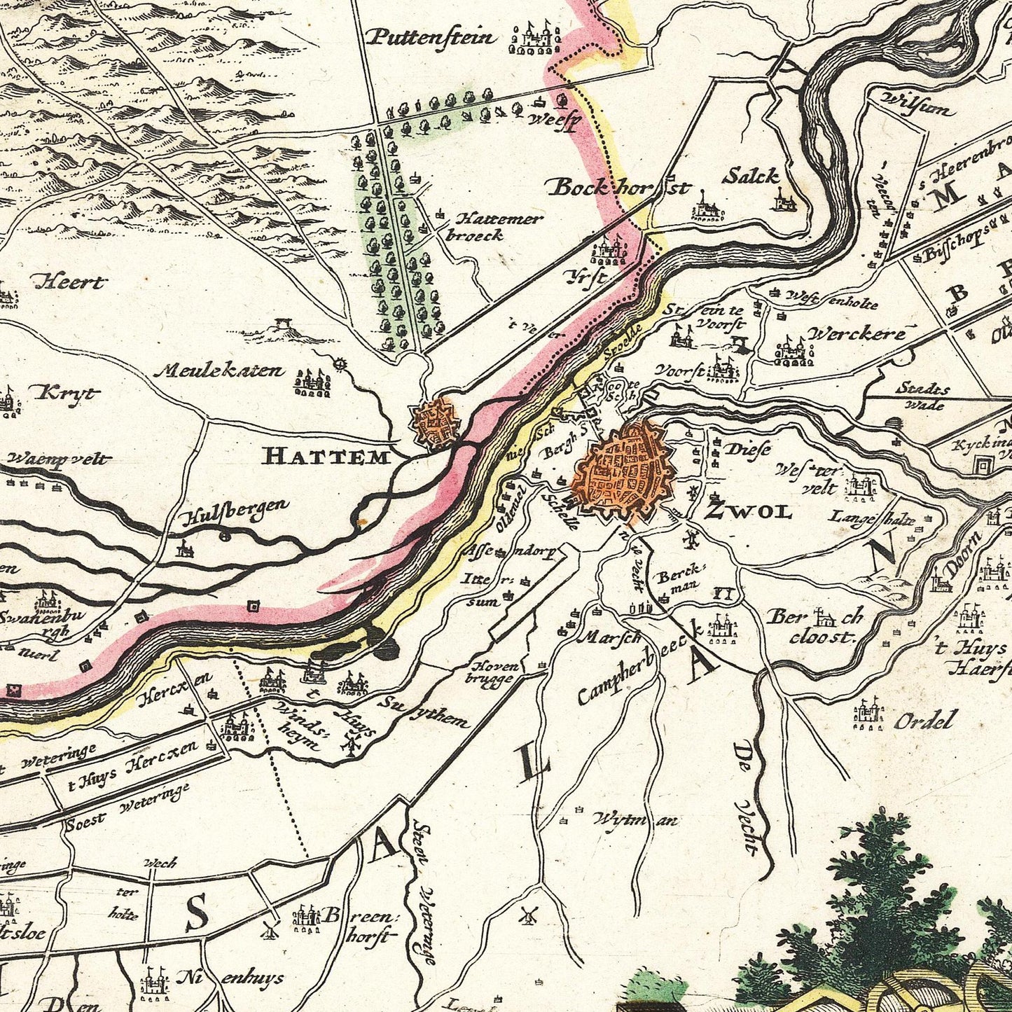 Historische Landkarte Provinz Gelderland um 1680