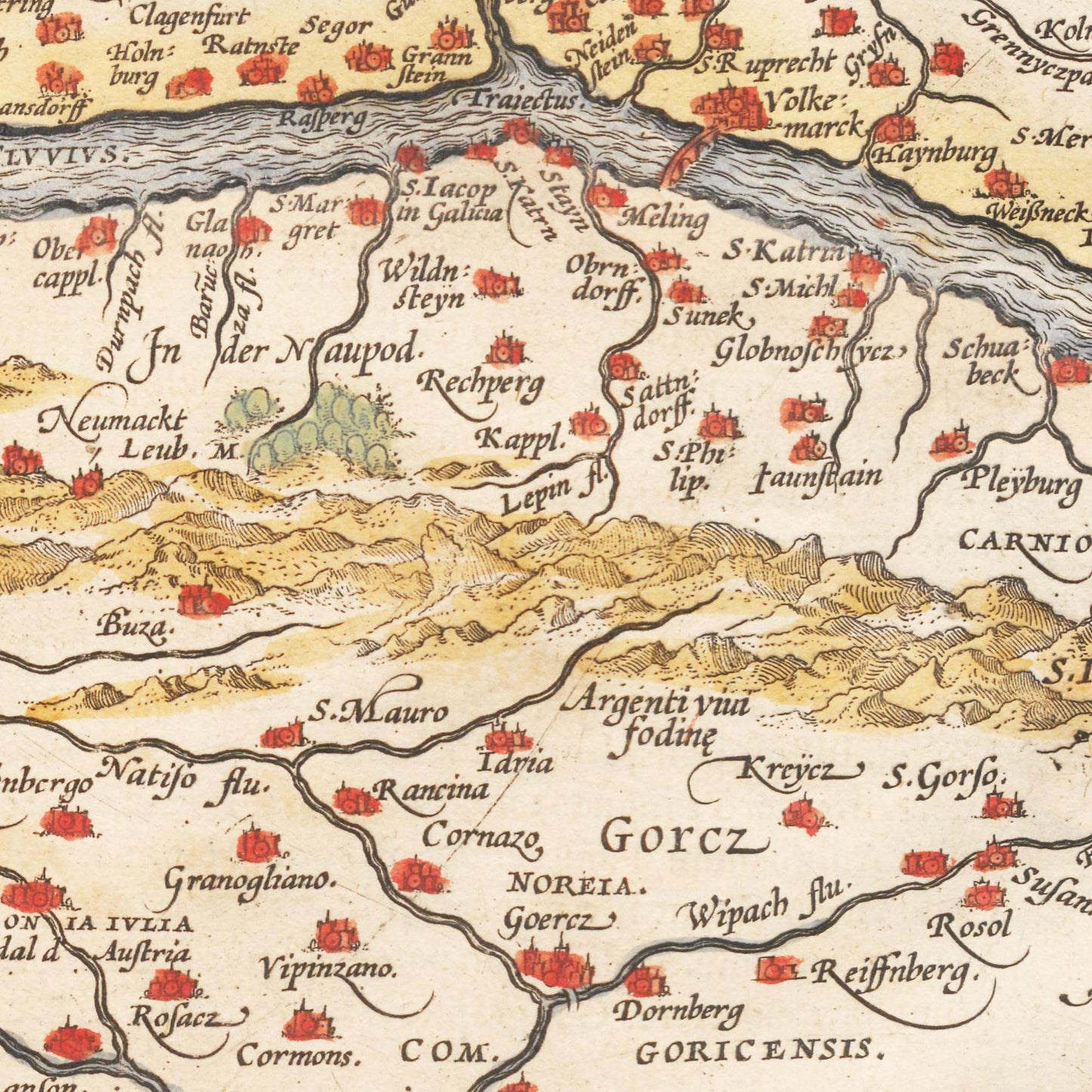 Historische Landkarte Kärnten um 1609