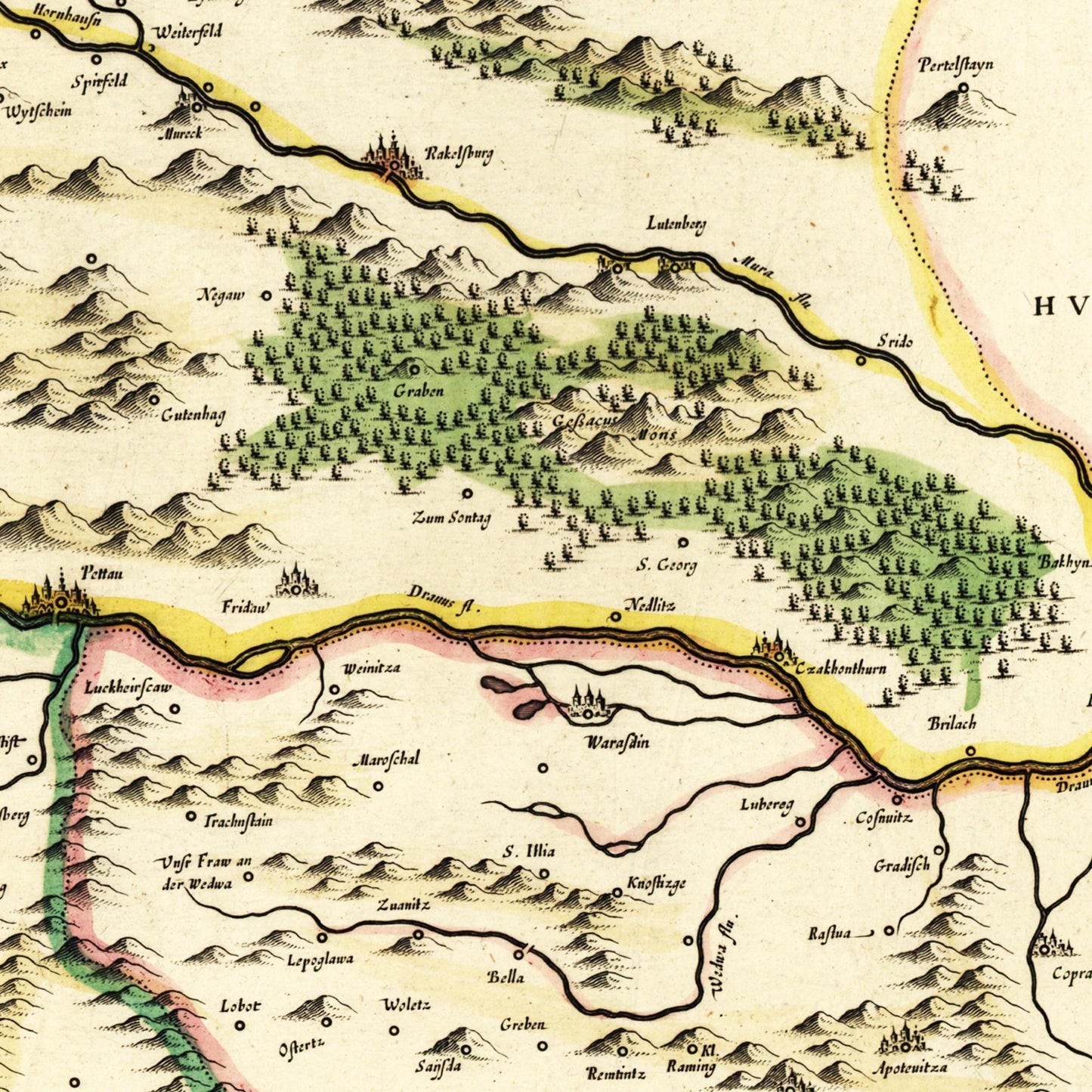 Historische Landkarte Steiermark um 1647
