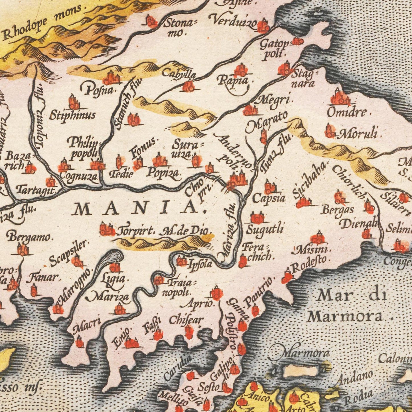 Historische Landkarte Rumänien um 1609