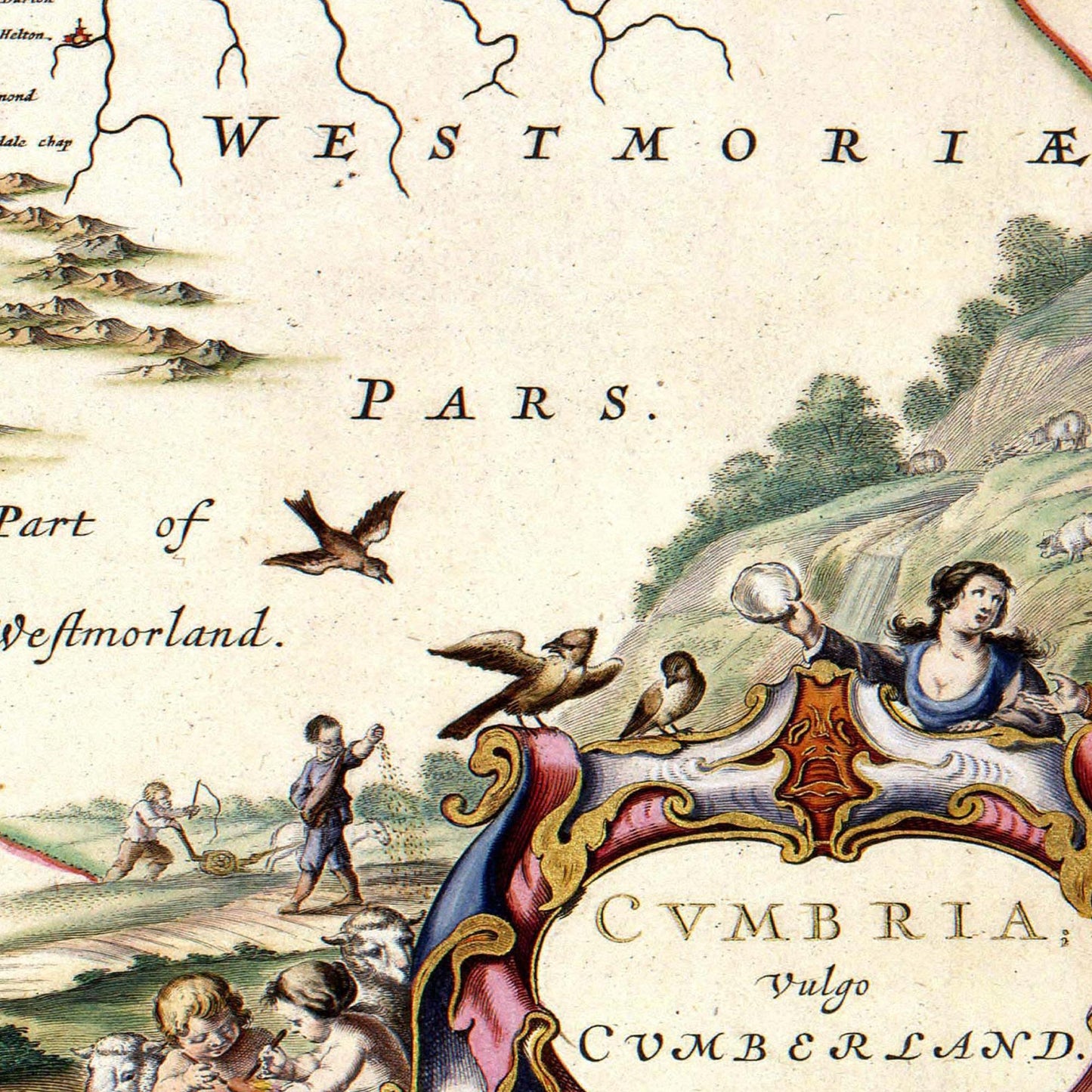 Historische Landkarte Cumbria um 1646