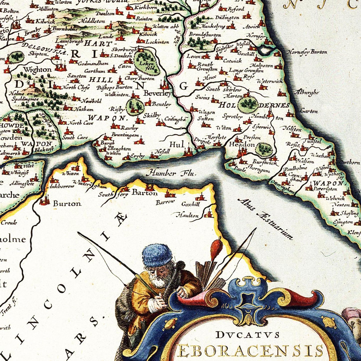 Historische Landkarte Yorkshire um 1646