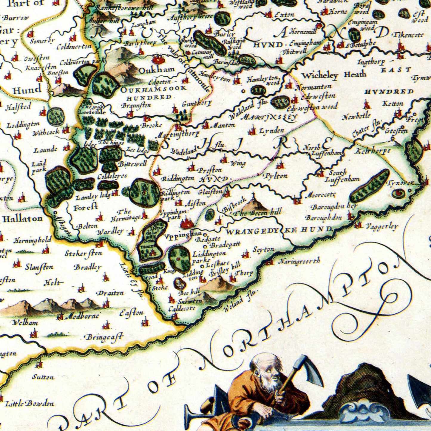 Historische Landkarte Leicestershire um 1646
