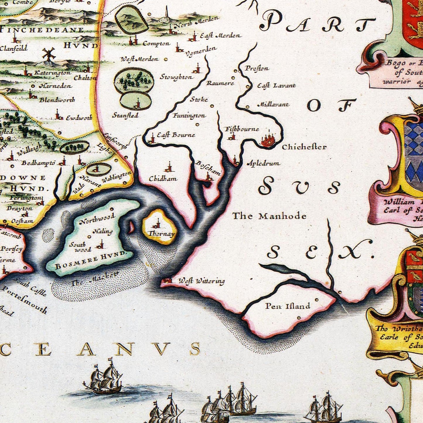 Historische Landkarte Hampshire um 1646