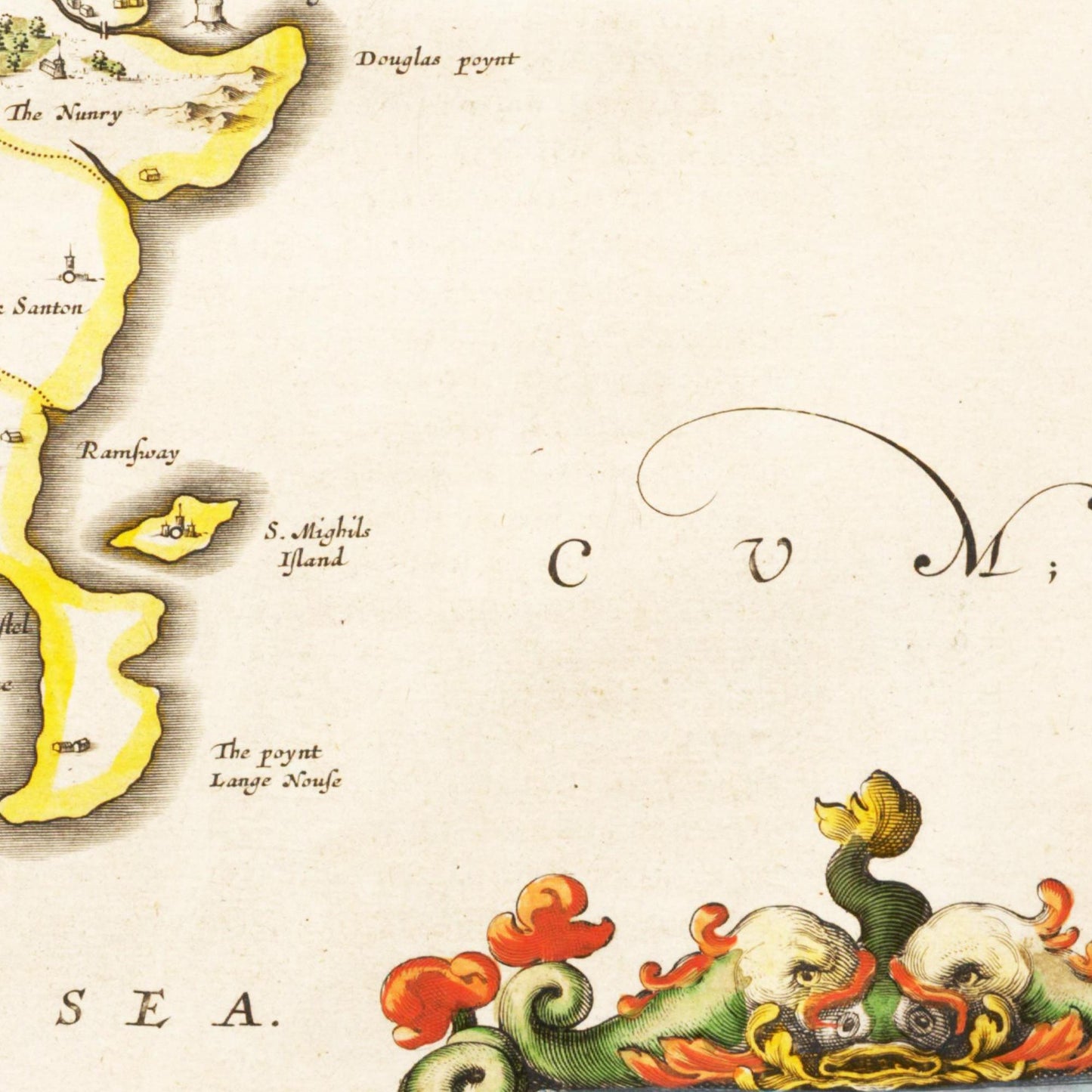Historische Landkarte Isle of Man um 1635
