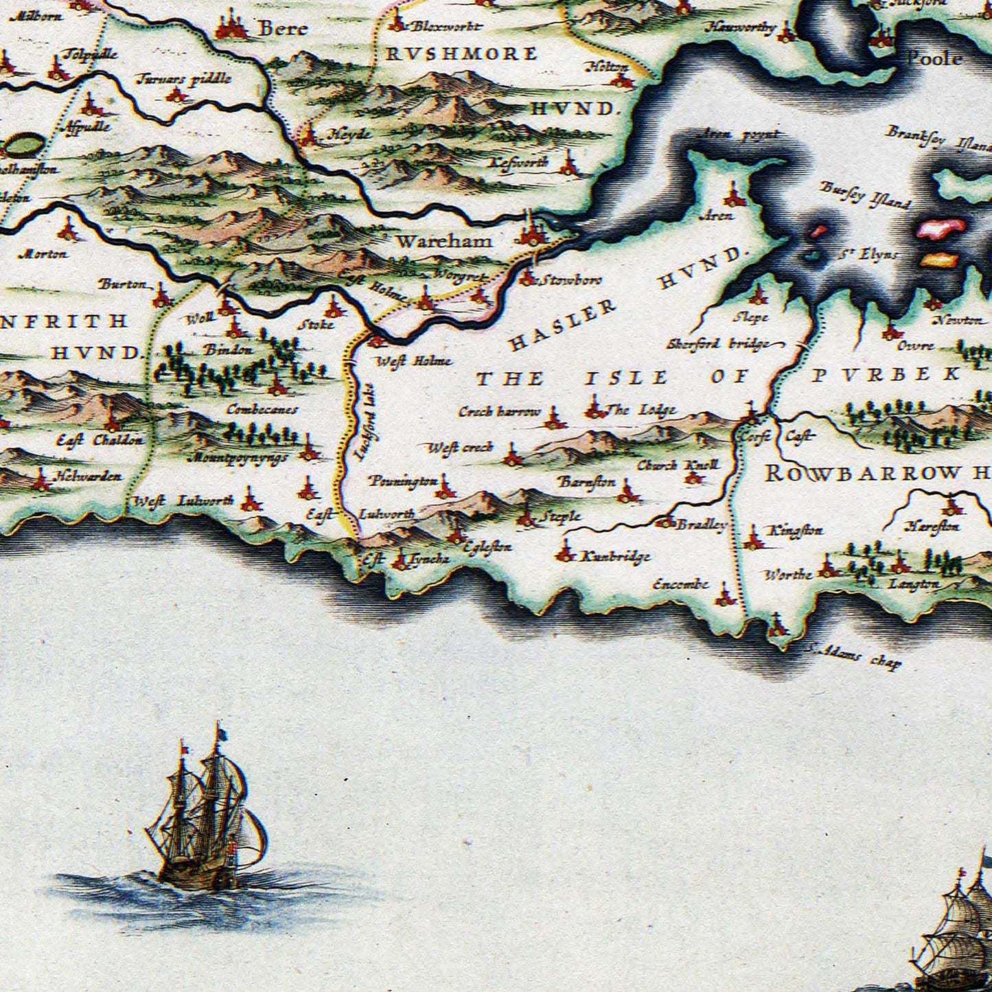 Historische Landkarte Dorset um 1646