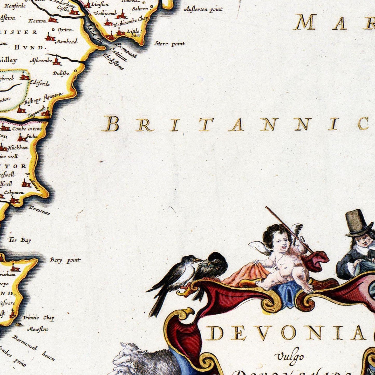 Historische Landkarte Devon um 1646