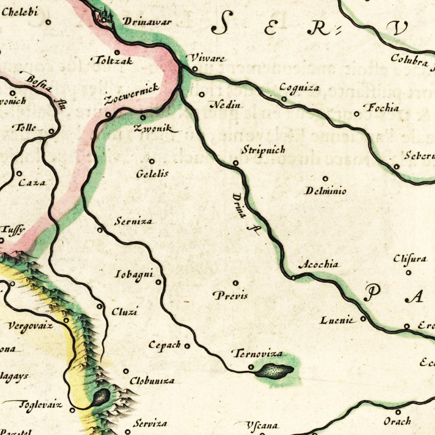 Historische Landkarte Bosnien um 1647