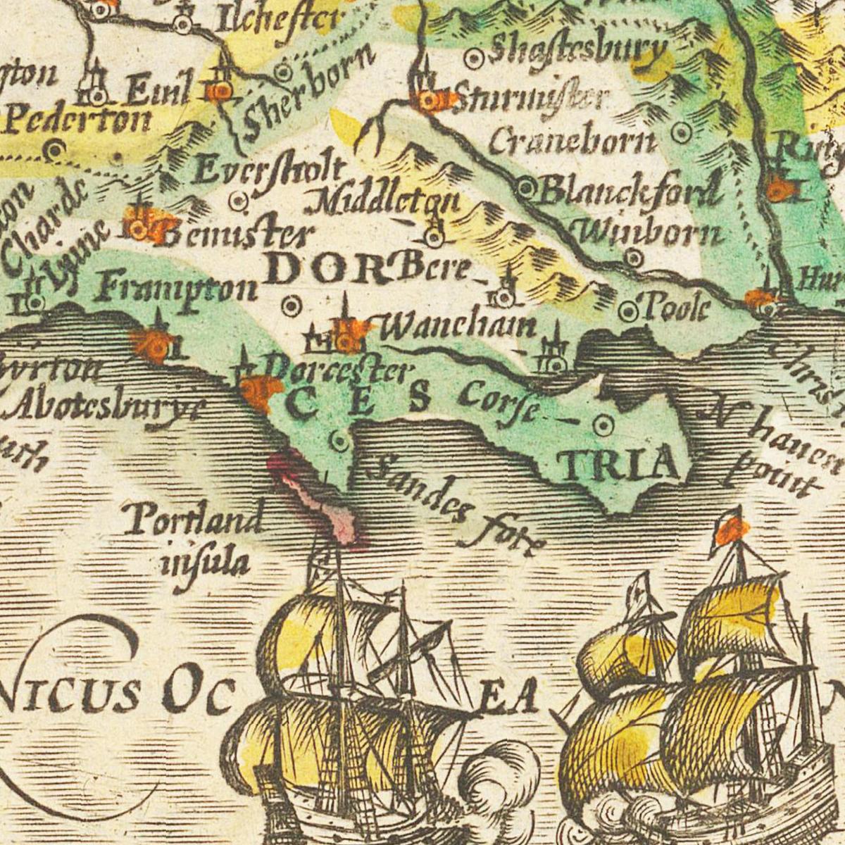 Historische Landkarte Cornwall um 1609