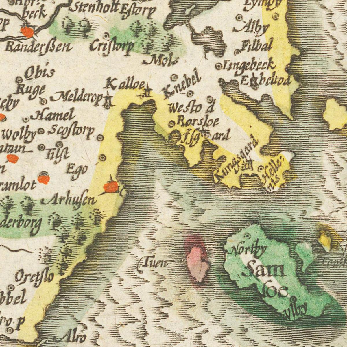 Historische Landkarte Midjutland um 1609