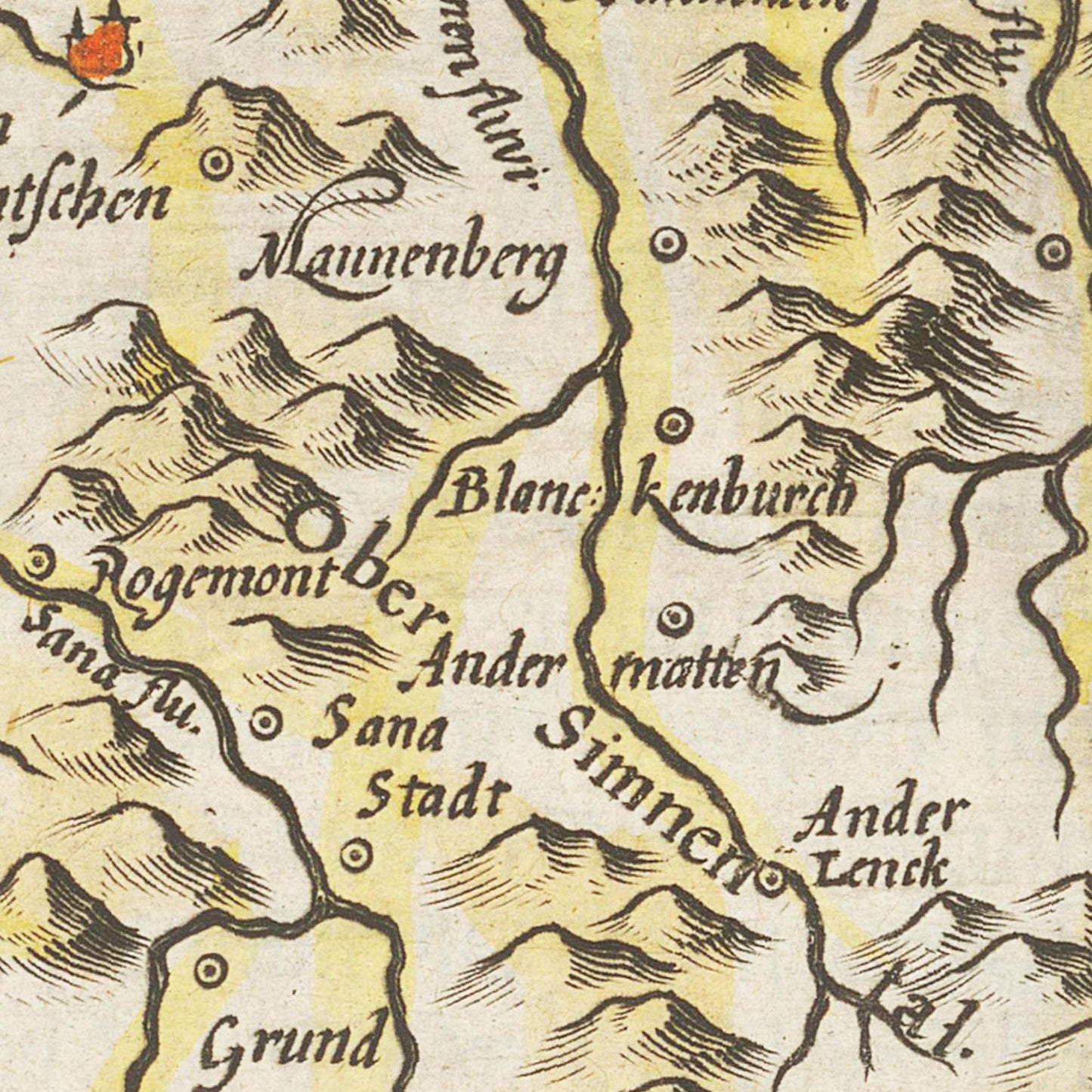 Historische Landkarte Wiflisburgergau um 1609
