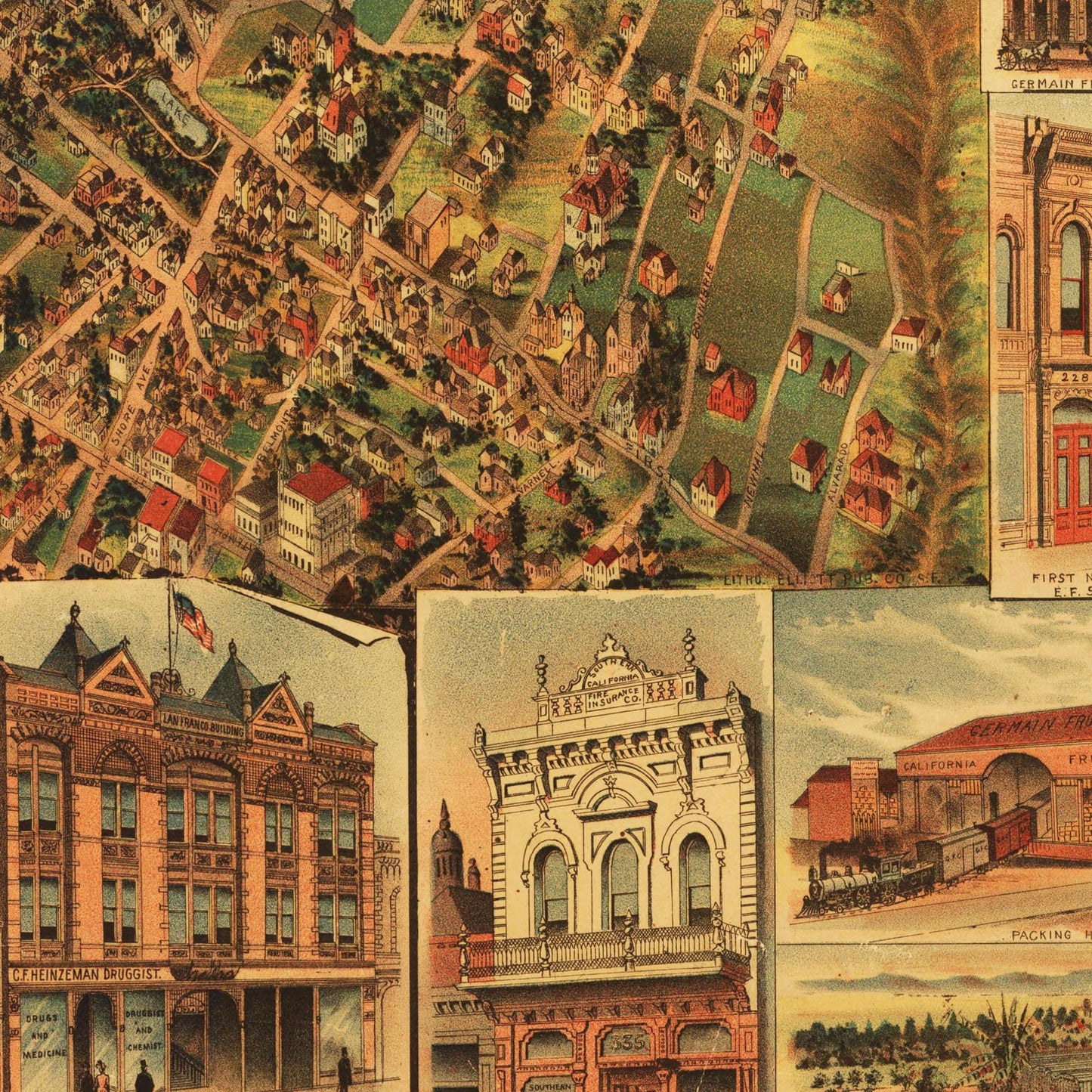 Historische Stadtansicht Los Angeles um 1891