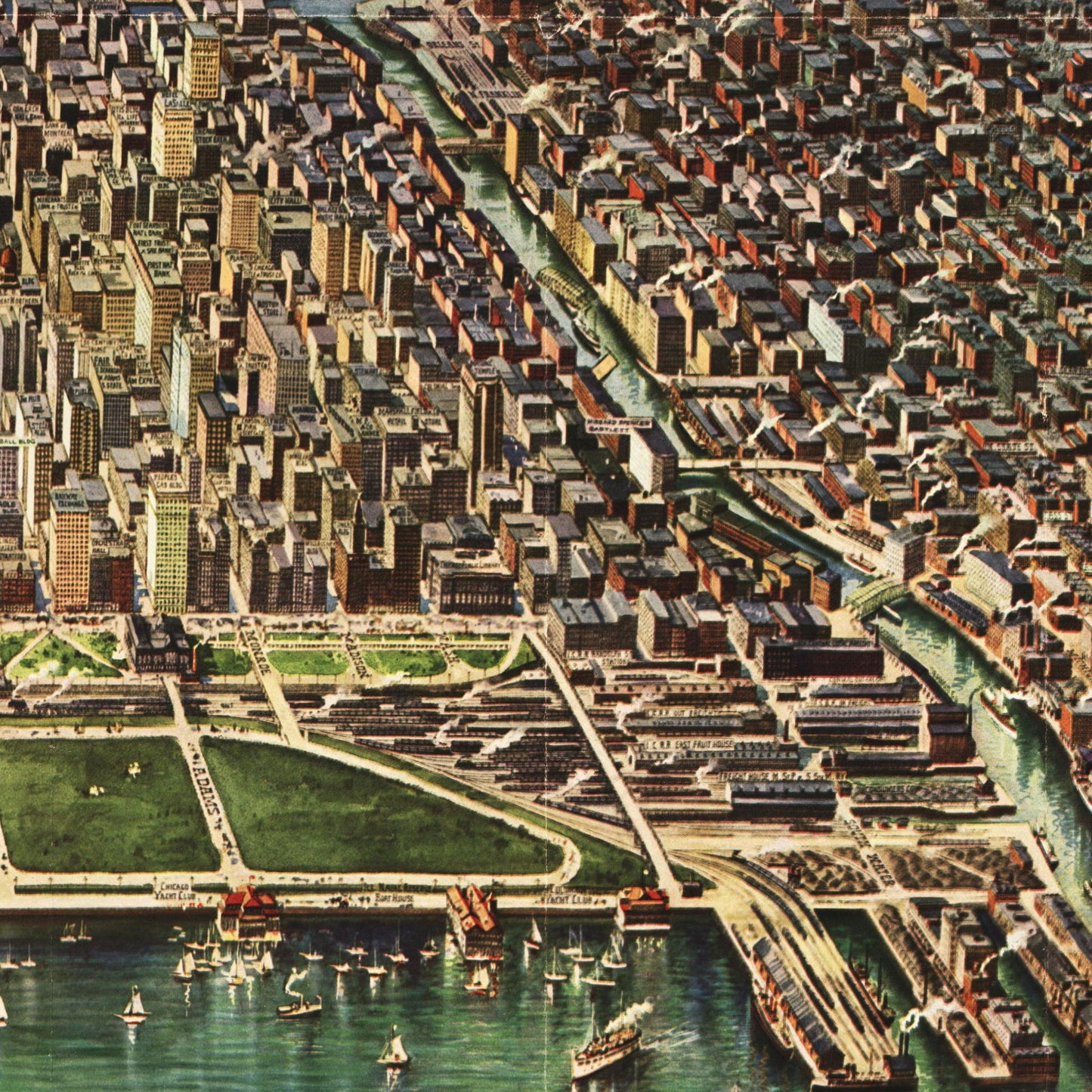 Historische Stadtansicht Chicago um 1918