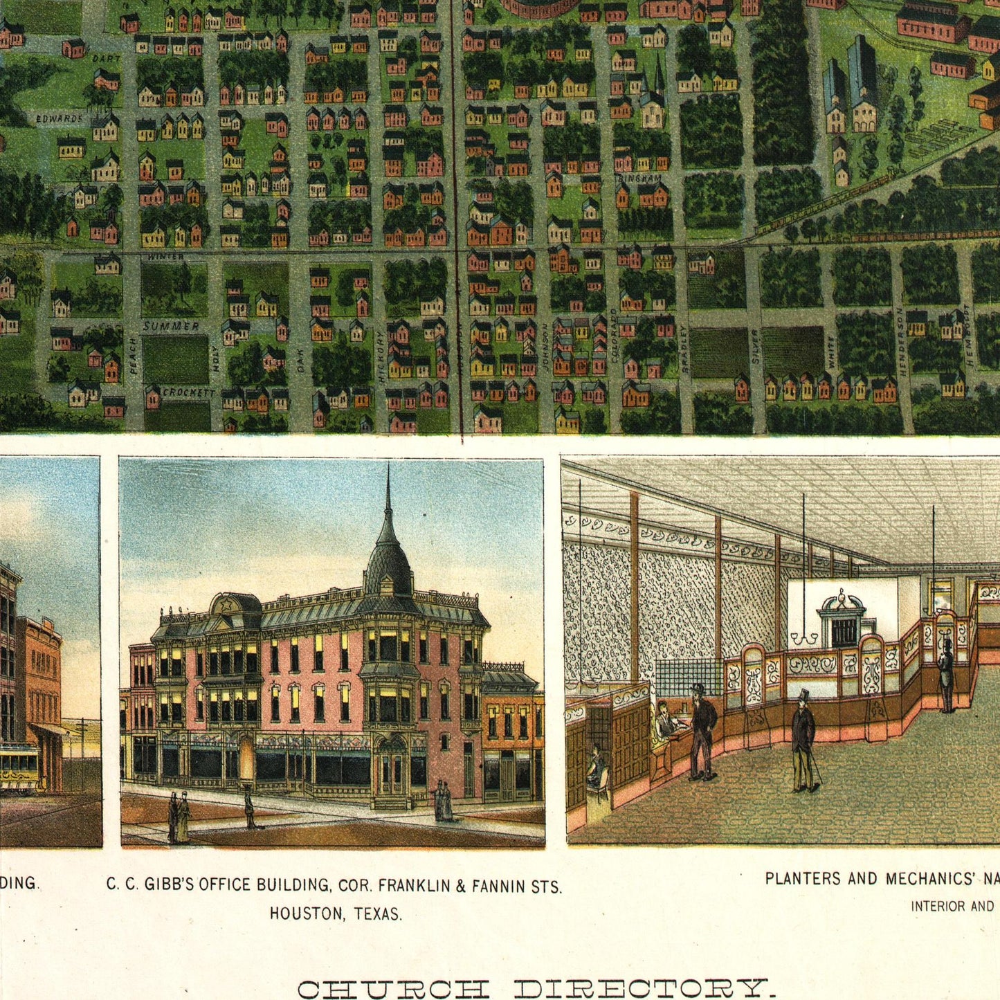 Historische Stadtansicht Houston um 1891