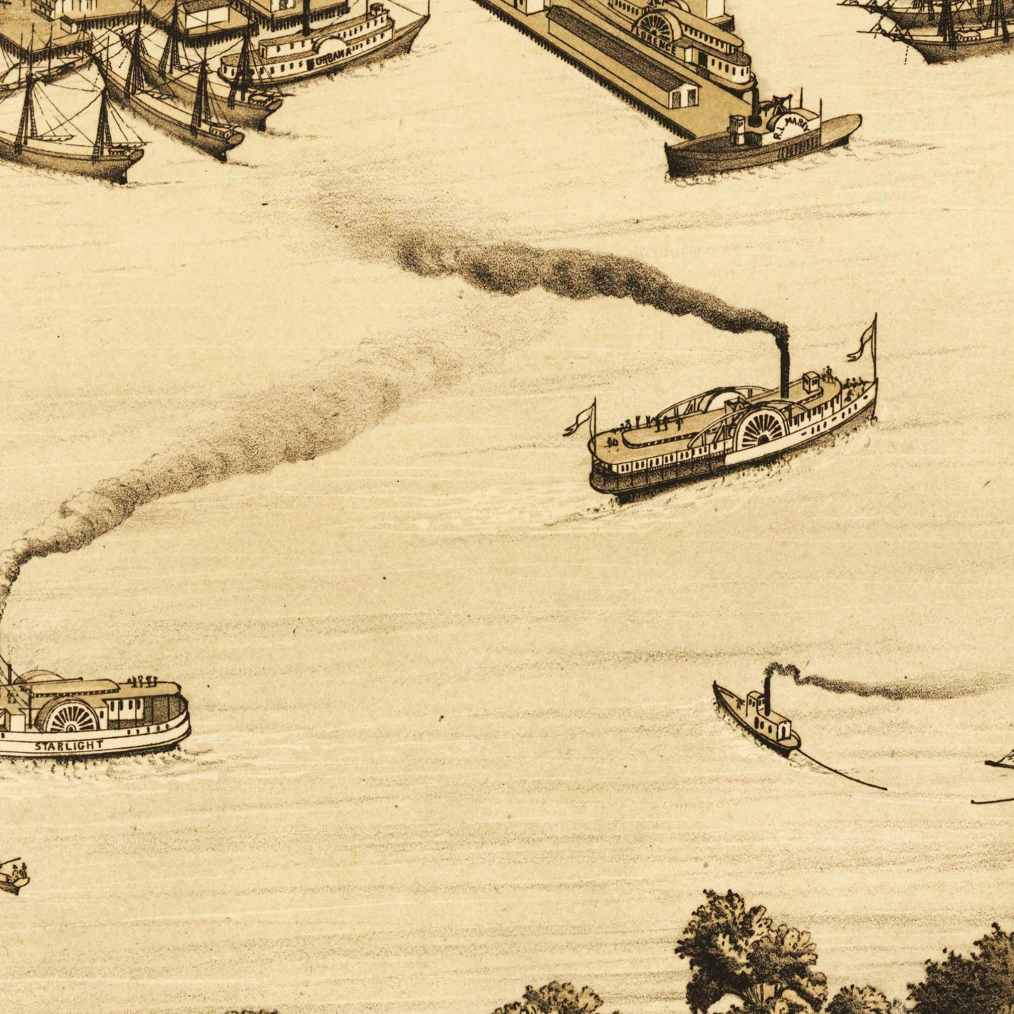 Historische Stadtansicht Jacksonville um 1876