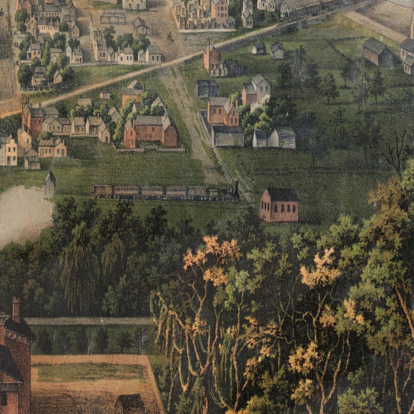 Historische Stadtansicht Columbus um 1861