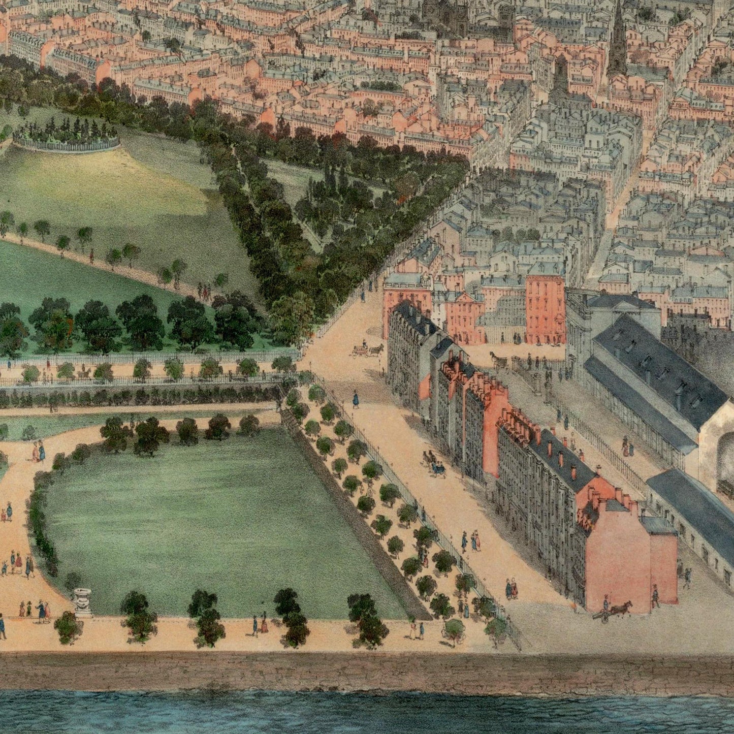Historische Stadtansicht Boston um 1850