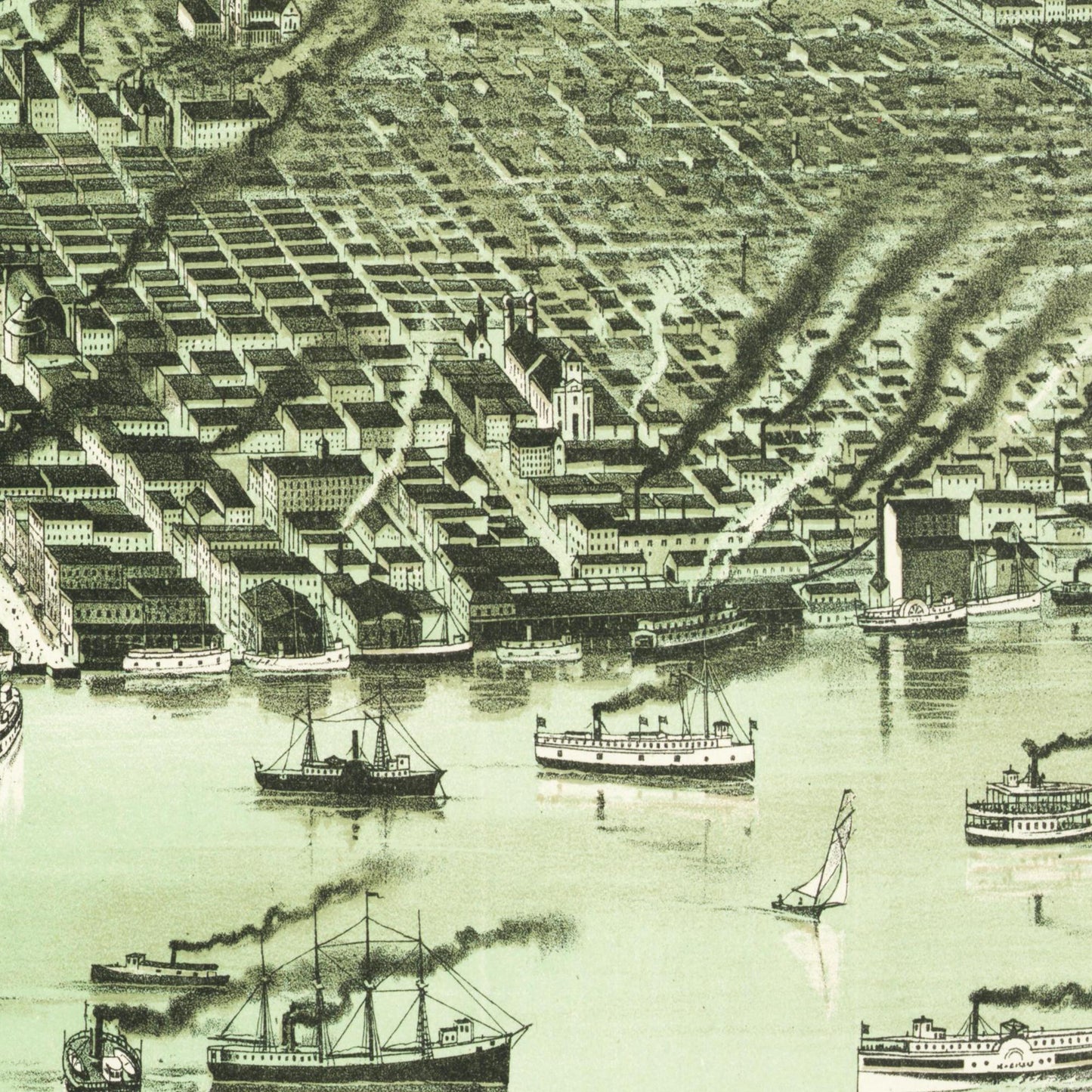 Historische Stadtansicht Detroit um 1890