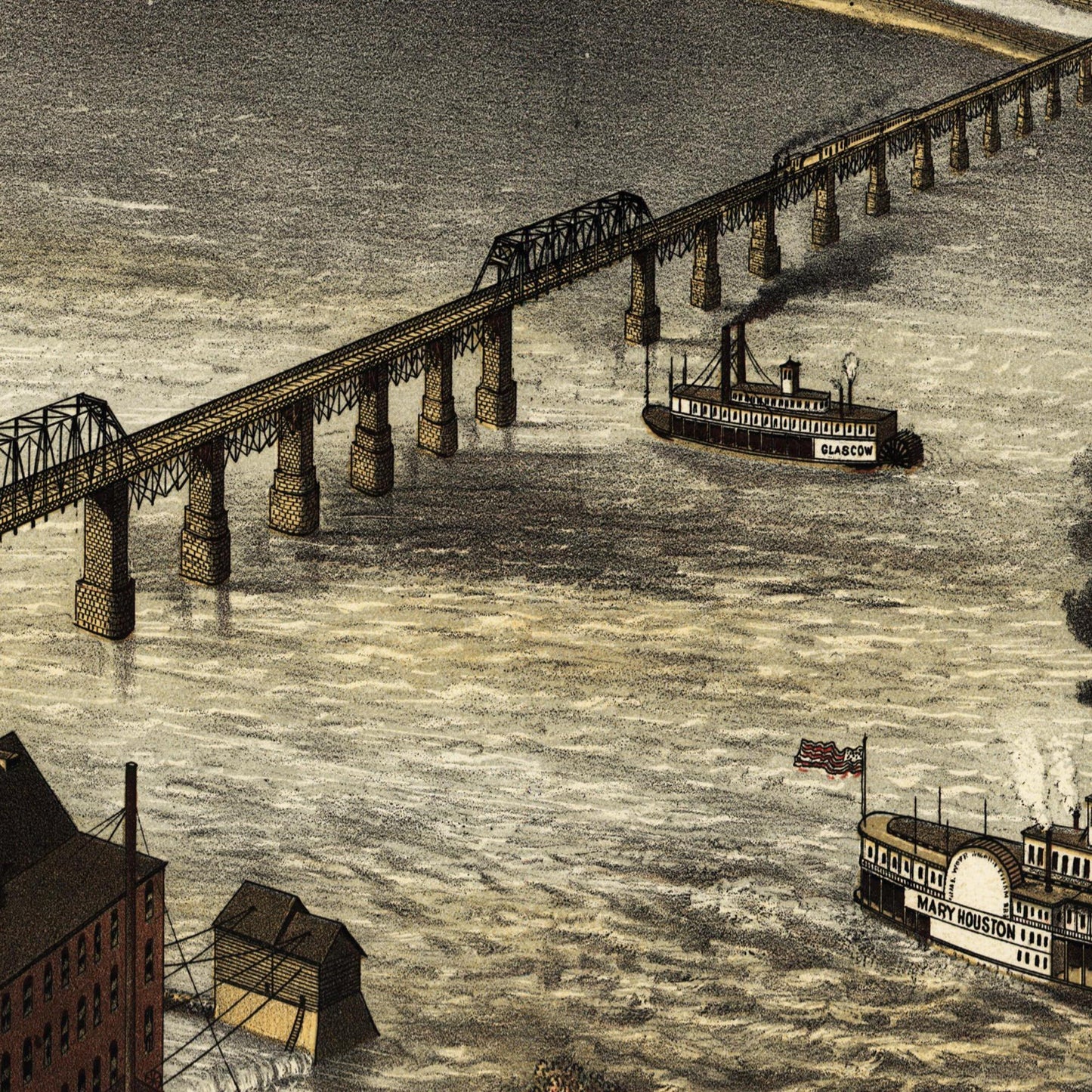 Historische Stadtansicht Louisville um 1876