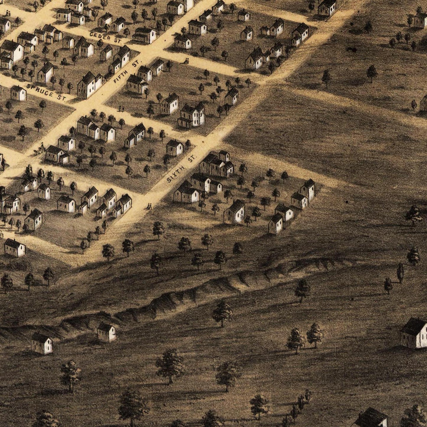 Historische Stadtansicht Minneapolis um 1867