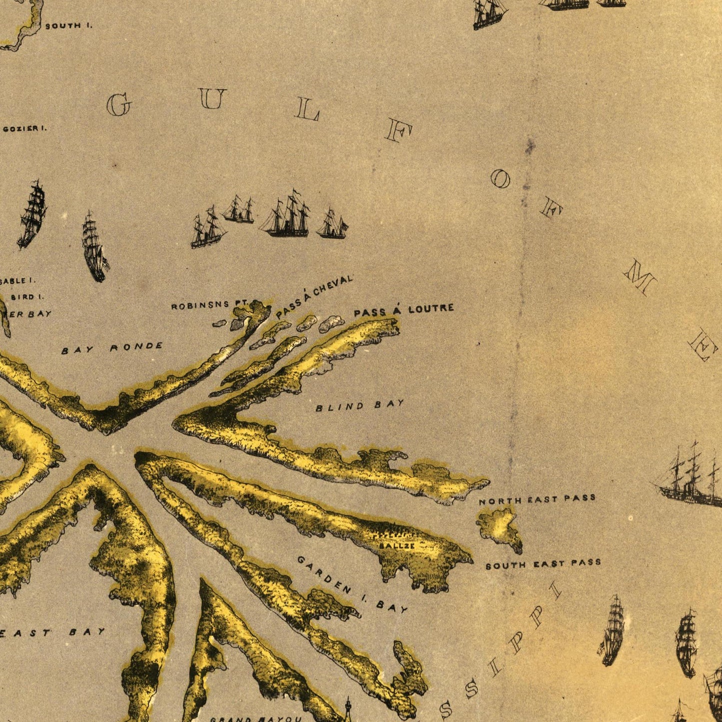 Historische Stadtansicht New Orleans um 1861