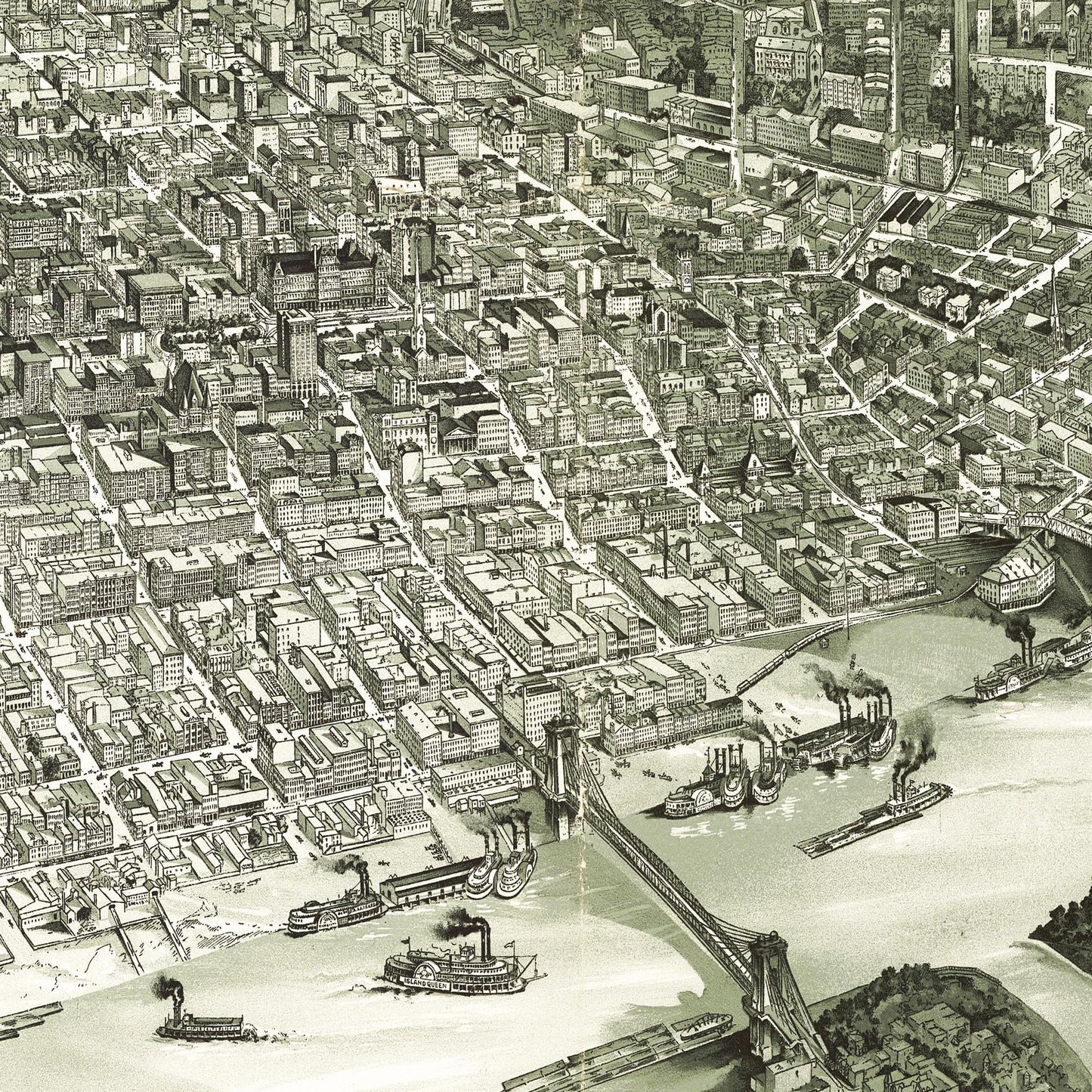 Historische Stadtansicht Cincinnati um 1900